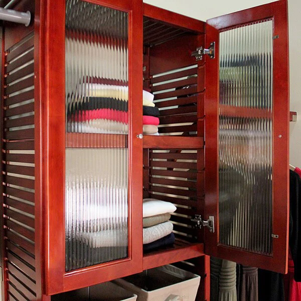 John Louis Home Solid Wood Walk-In Closet System with 5-Drawers and Doors Red Mahogany