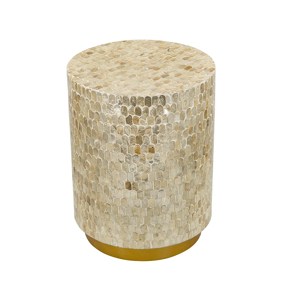 Round Gold Capiz Side Table