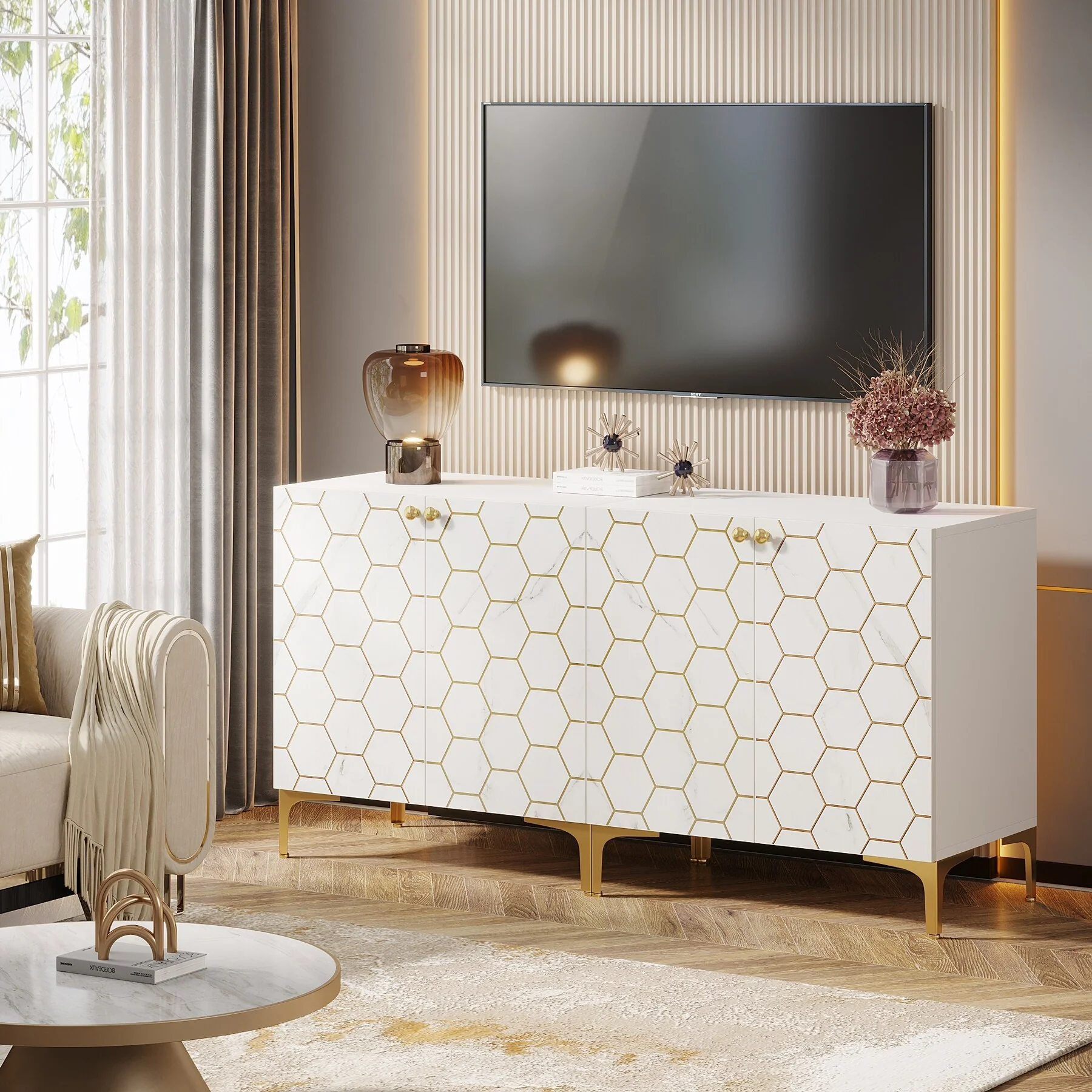 31.5'' Modern Accent Storage Cabinet for Living Room Kitchen (Set of 2 )