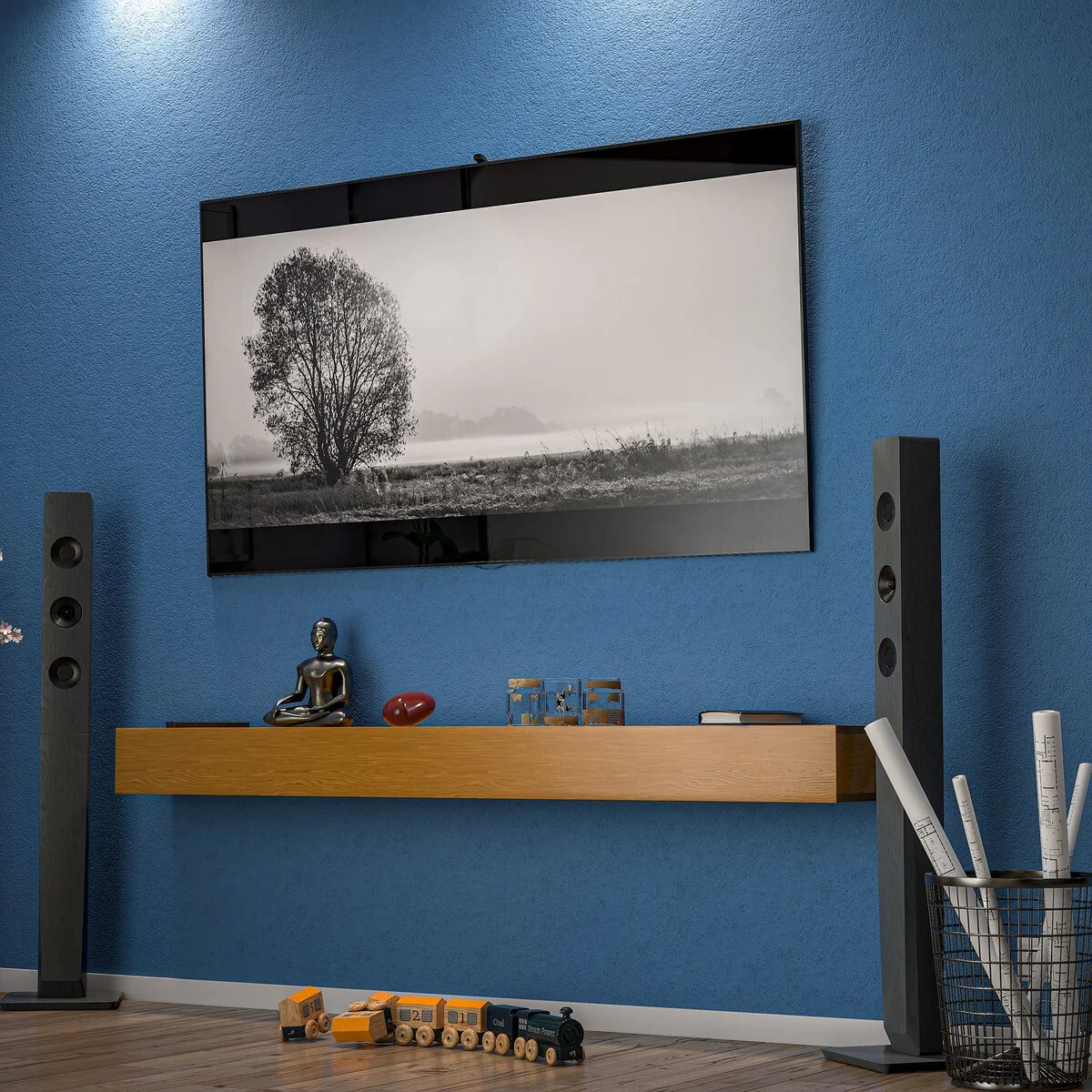 72'' Fireplace Mantel Wooden Wall Mounted Floating Shelf 8