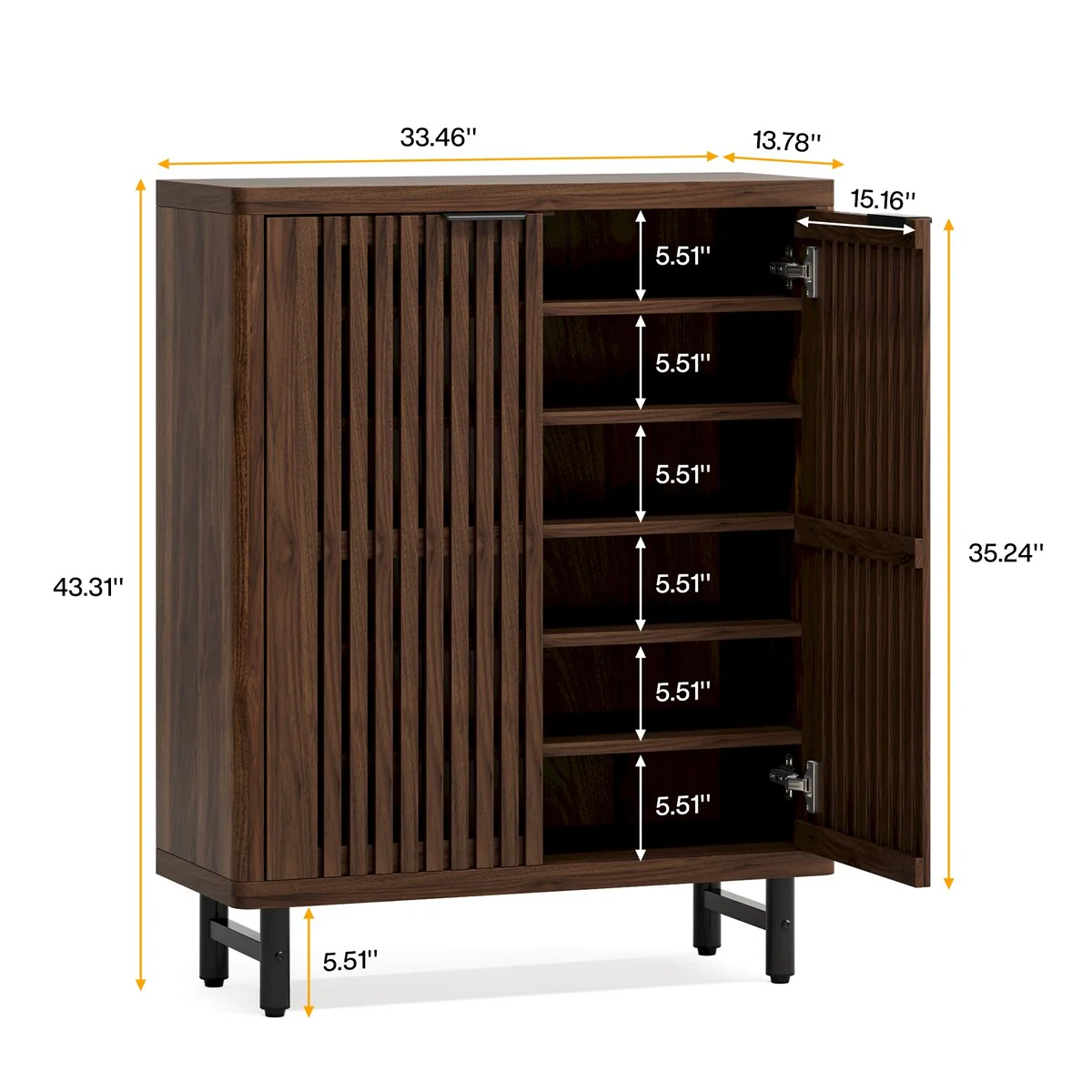 Large Modern Shoe Storage Cabinet with Adjustable Shelves