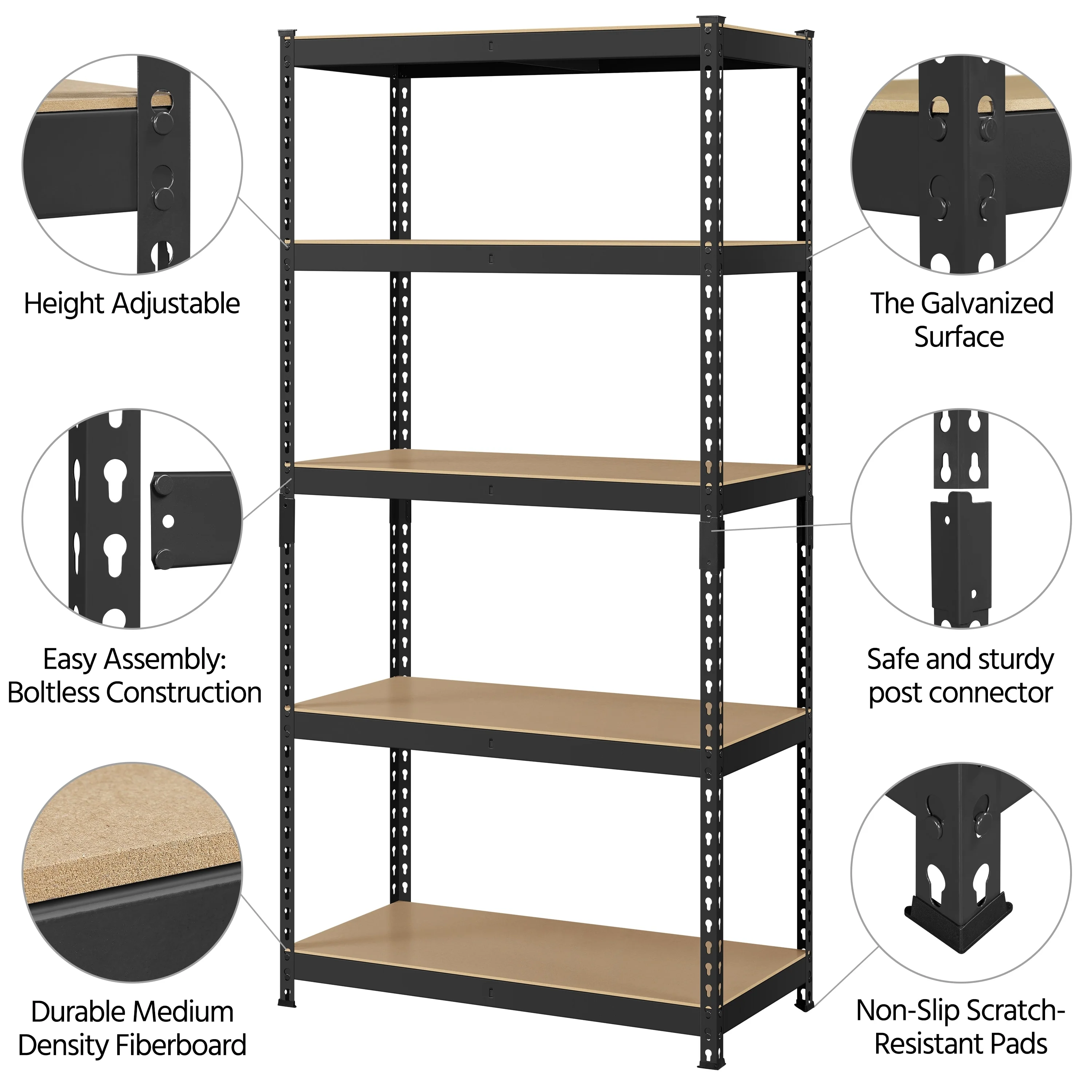 Yaheetech Metal Storage Shelving 5 Tiers Boltless Display Stand, L35.5 x W17.5 x H72 inch, Adjustable Racks