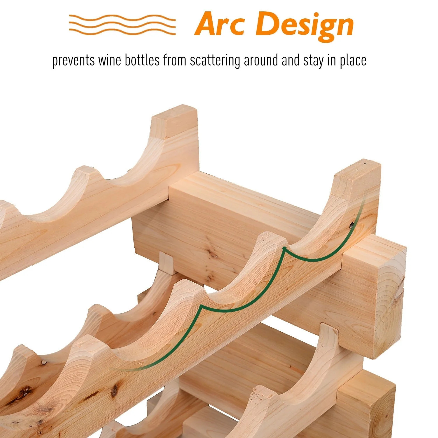 HOMCOM Stackable Wine Rack, Modular Storage Shelves, 72-Bottle Holder, Freestanding Display Rack for Kitchen, Natural