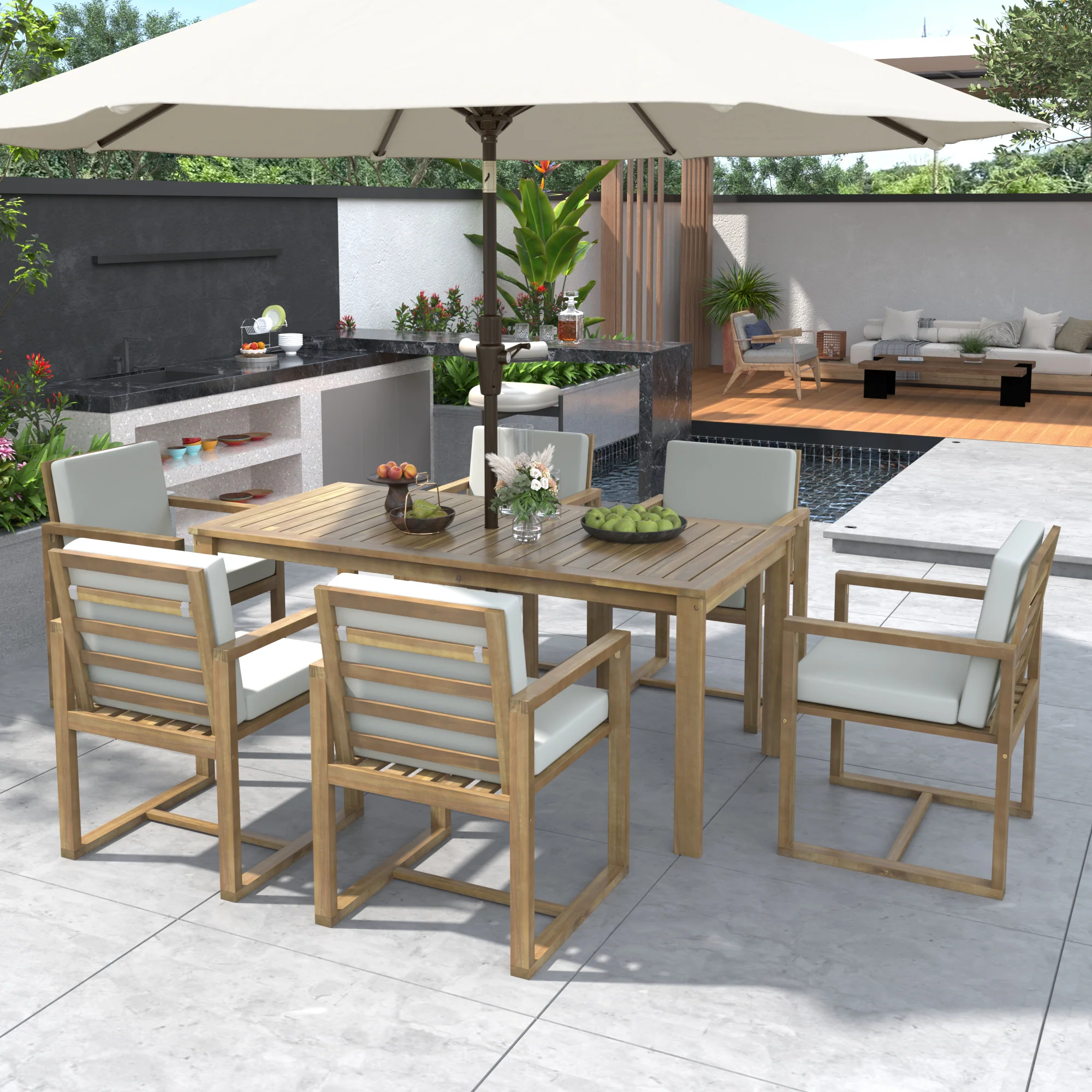 Outdoor Dining Set with Cushions