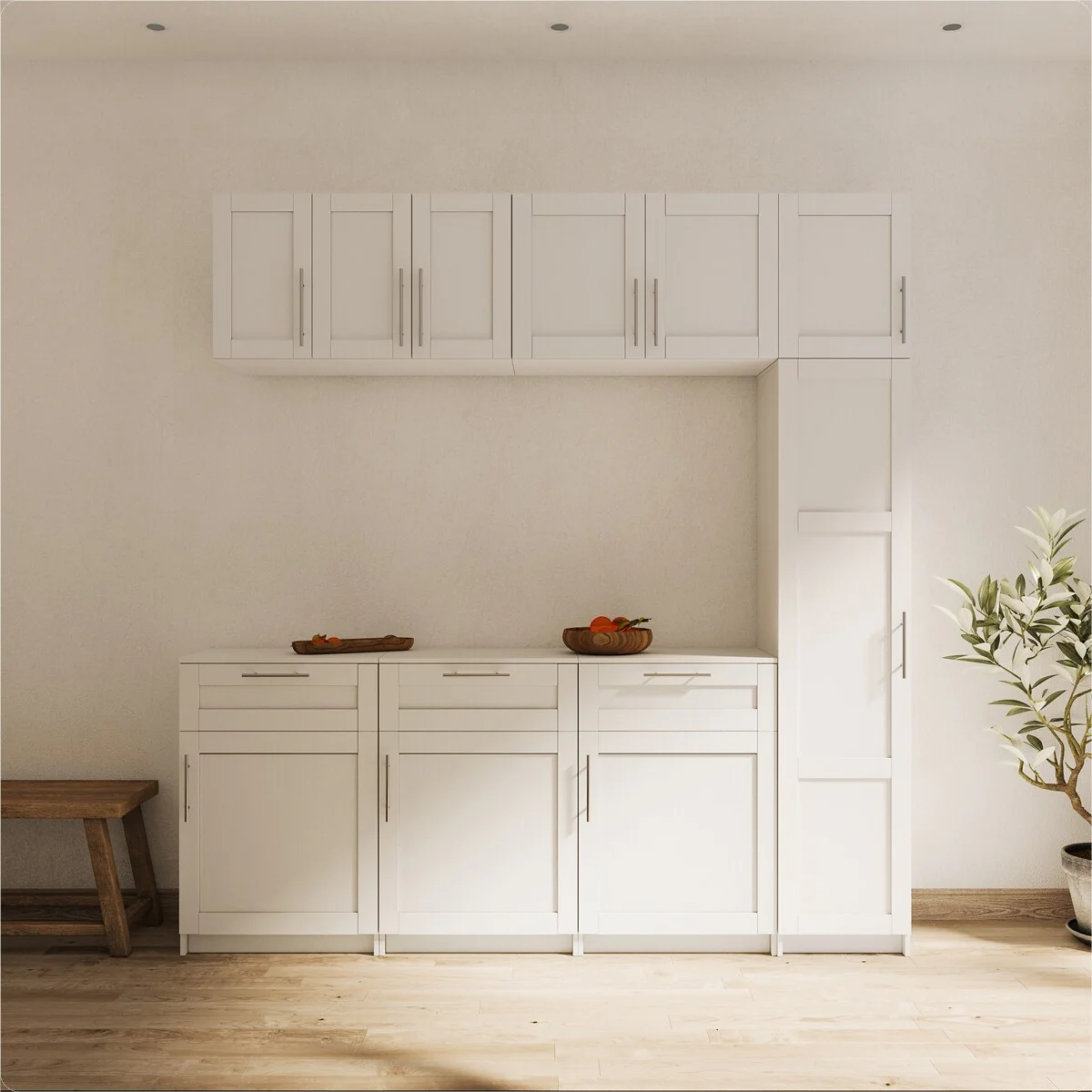 Stackable Wood Wall Mounted Storage Cabinet,White