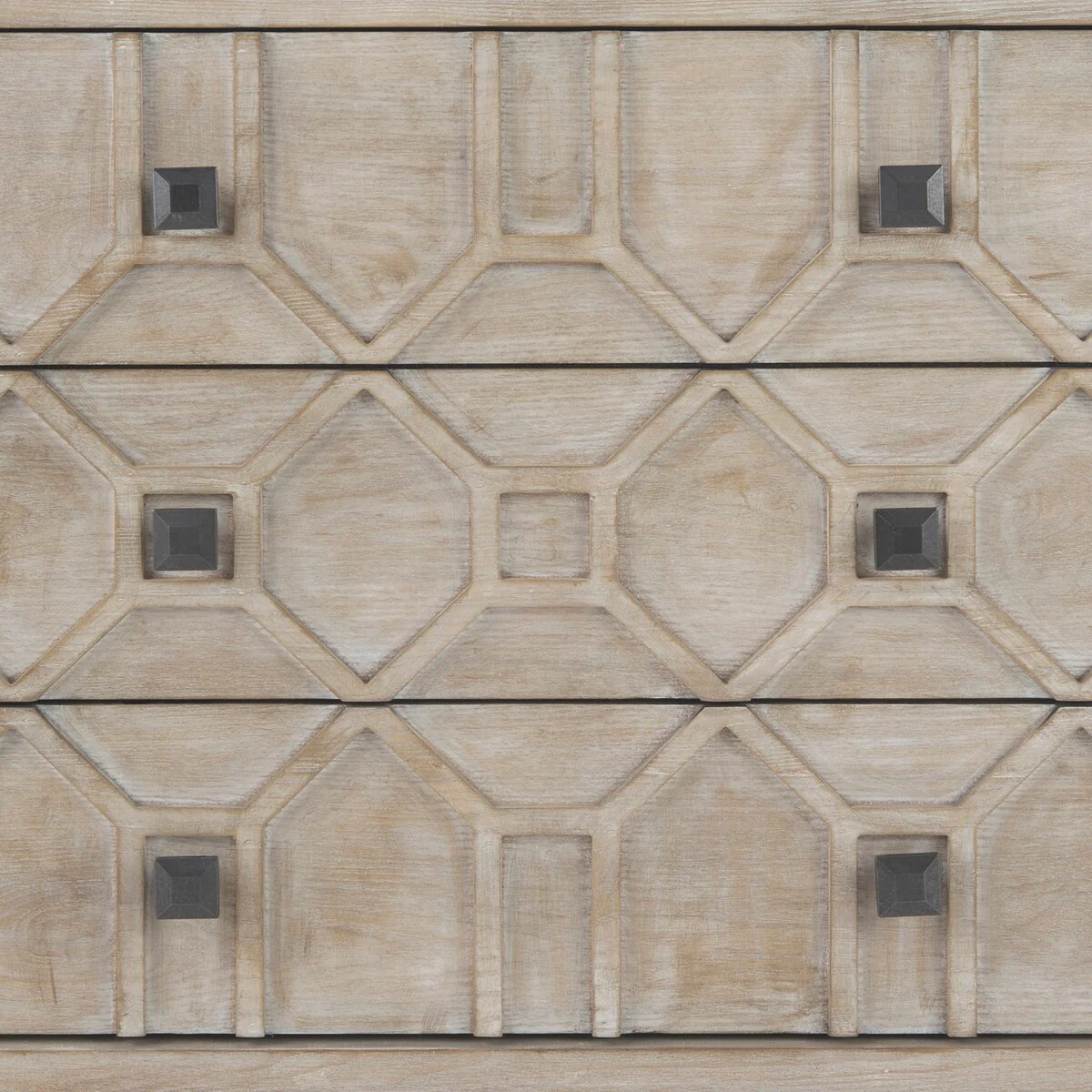 Genevieve I Gray Fir Veneer w/ Iron Frame & 3 Drawer Accent Cabinet - 39.0L x 15.7W x 30.9H