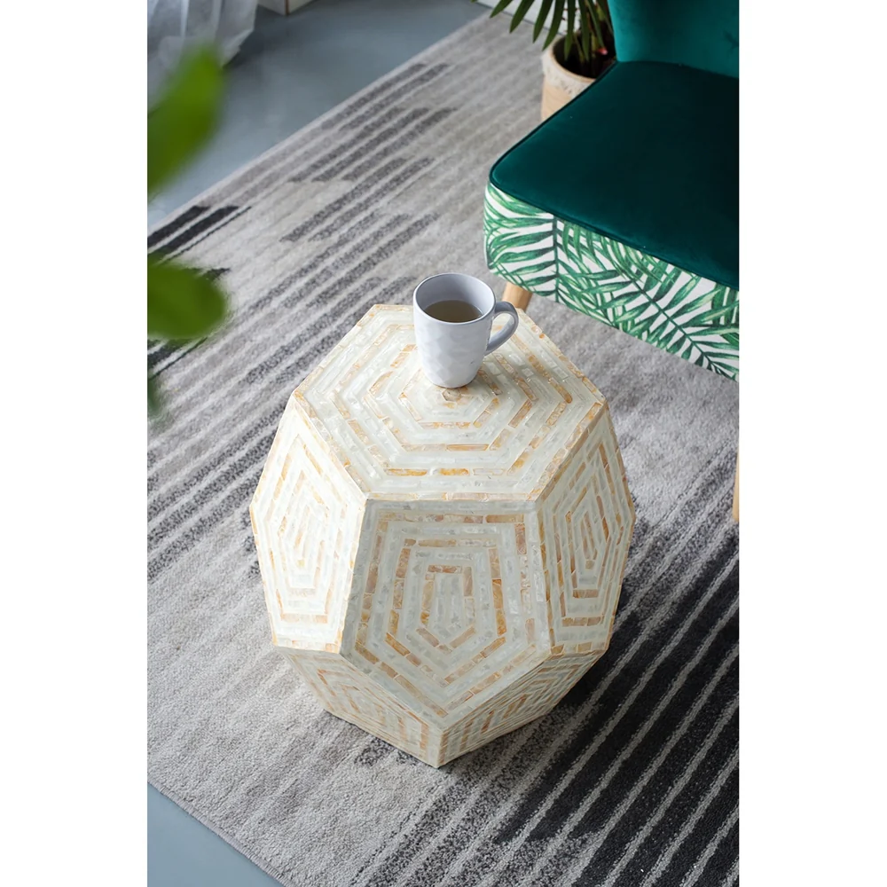 Hexagonal Capiz Side Table