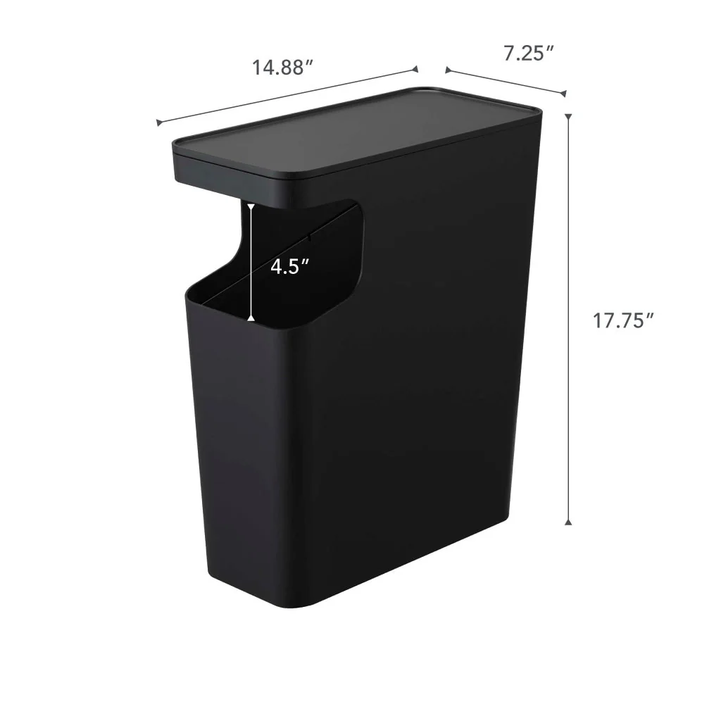 Yamazaki Home Side Table Trash Can, ABS Plastic, 4 gallons, 15 liters