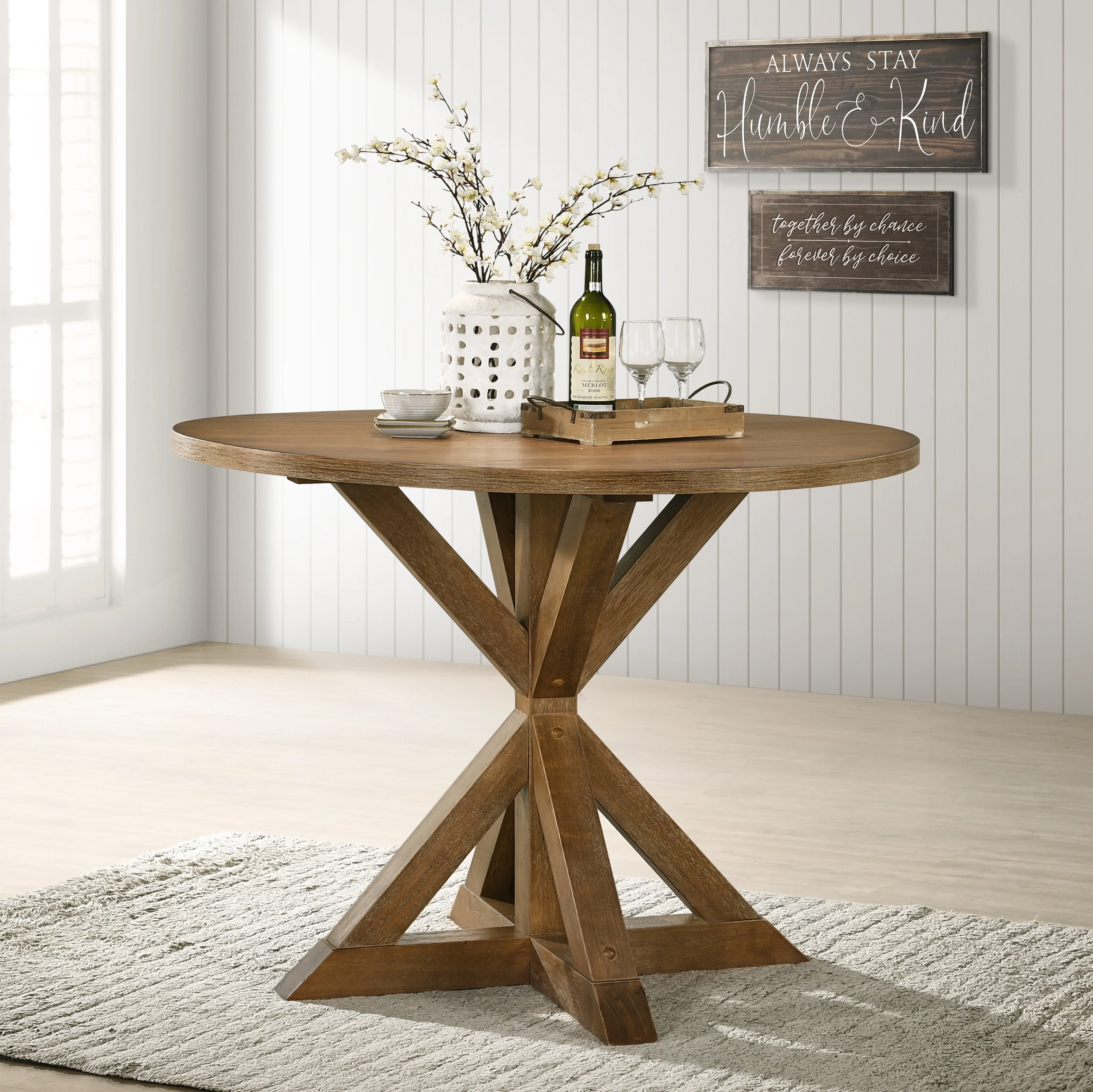 Firlo 36 Counter Height Dining Table with Cross-Buck Pedestal Base