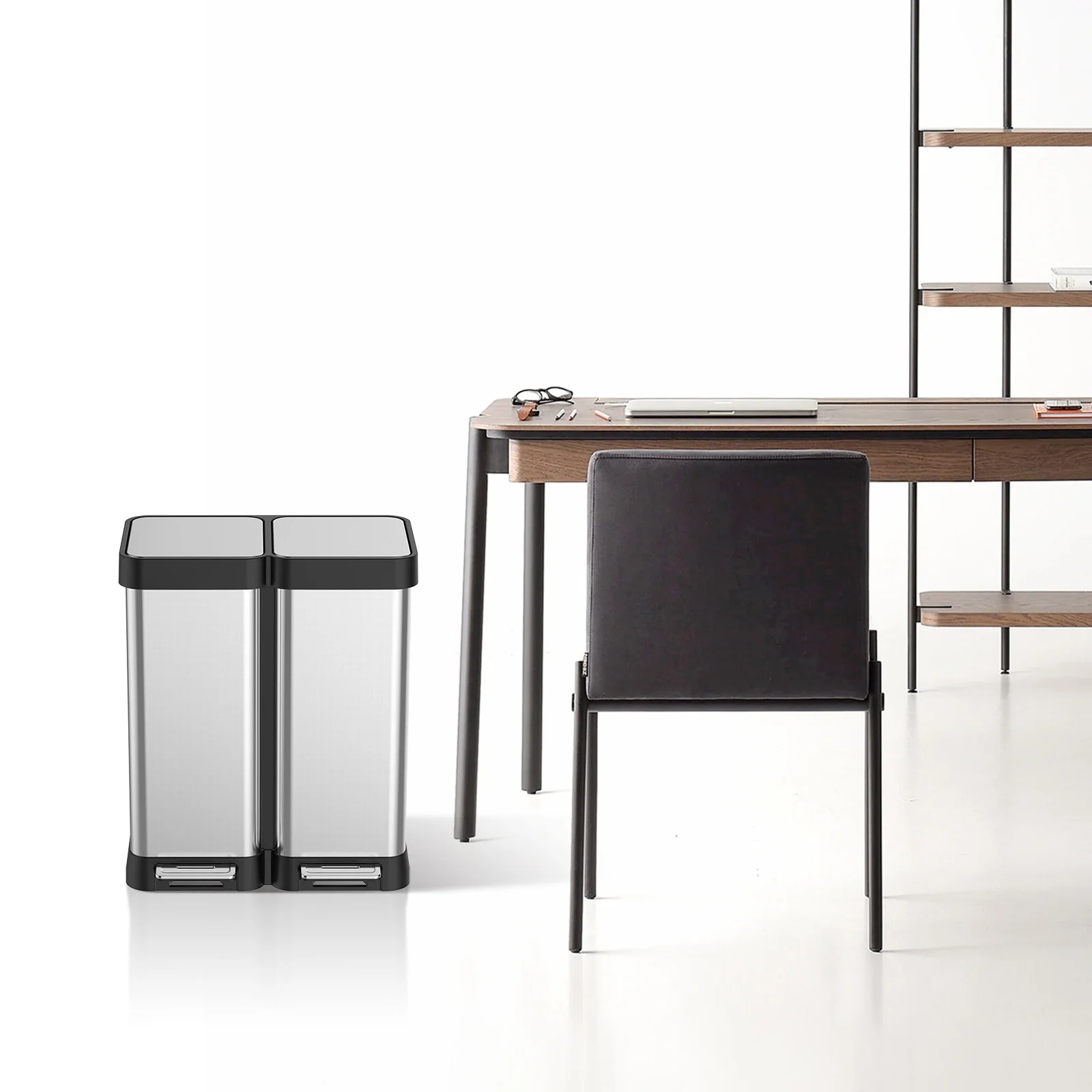 Stainless Steel Dual Trash Can, 2 Pedal