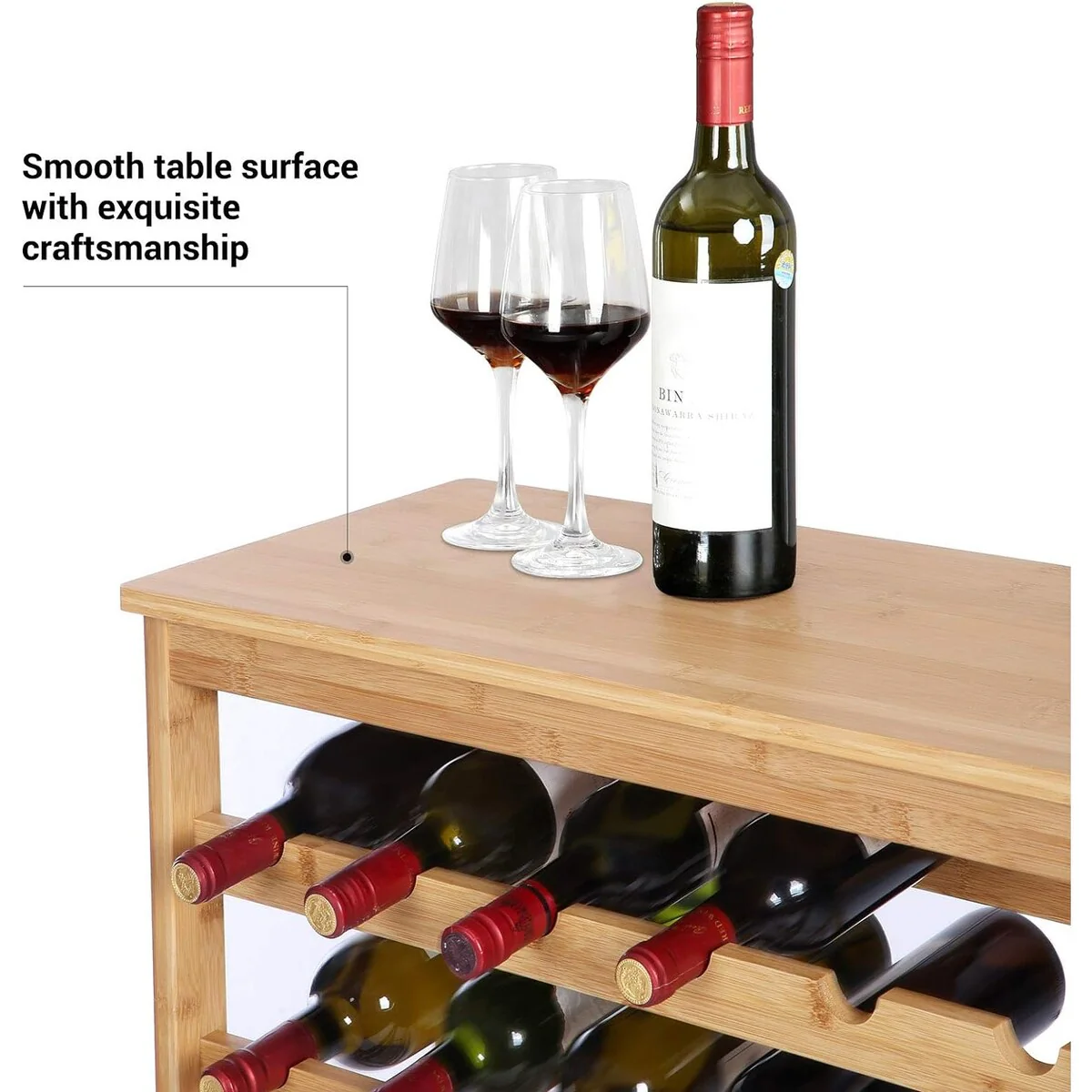 SONGMICS 42-Bottle Wine Rack, 7 Tier Wine Storage Shelf with Table Top