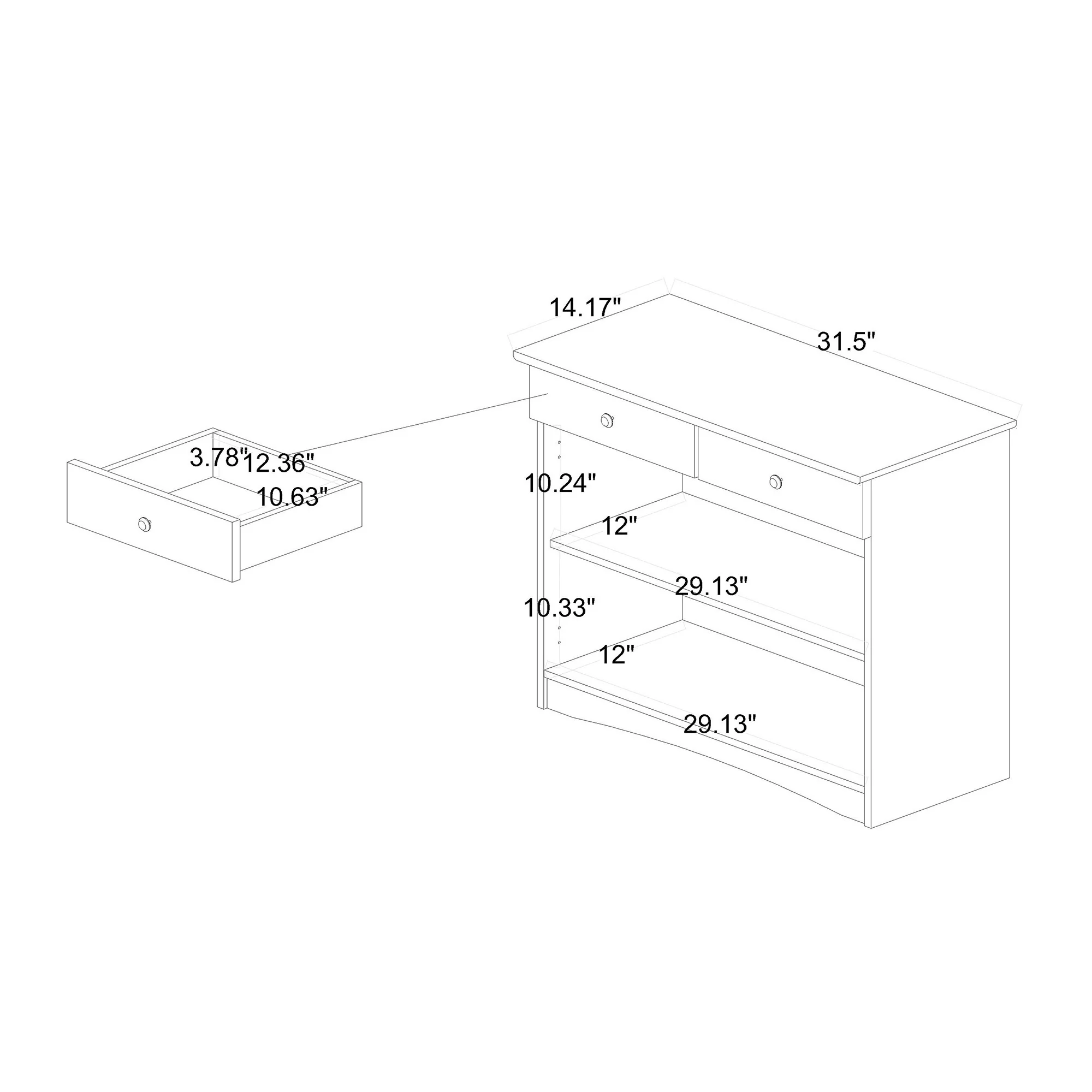 Lauren Modern and Contemporary 2-Door Kitchen Wood Cabinet
