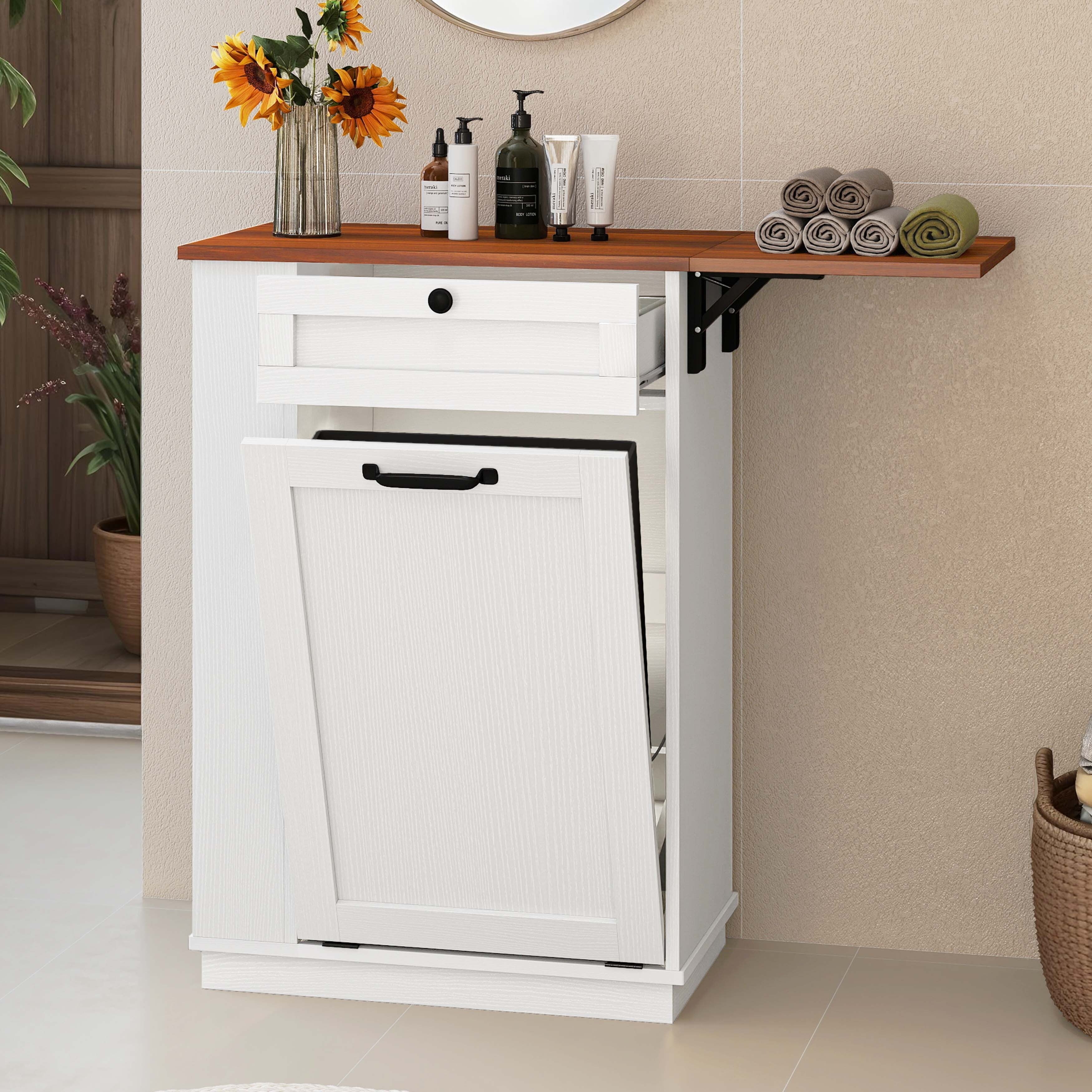 Hidden Trash Can Cabinet Tilt Out Trash Bin Cabinet With Drawer