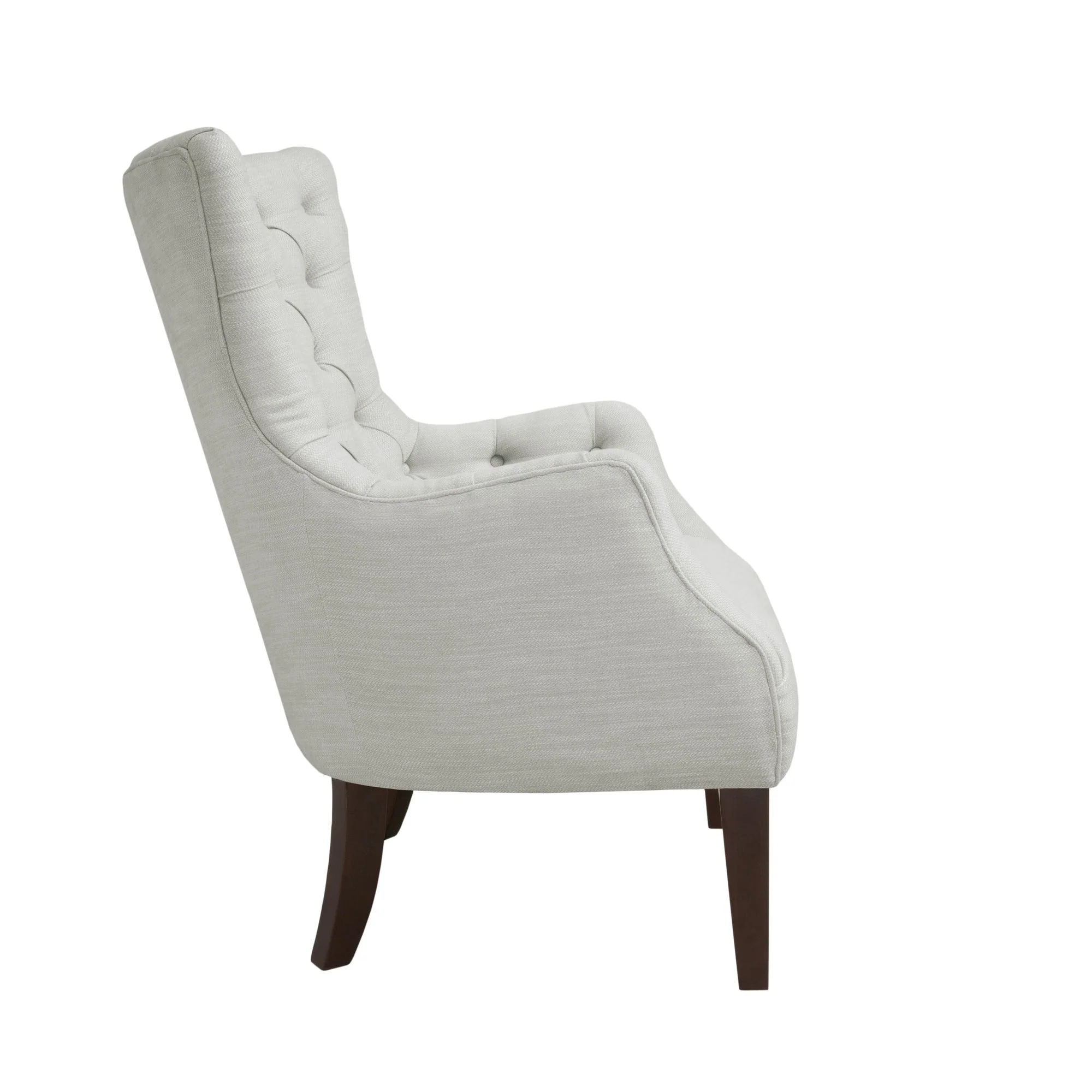 Button Tufted Upholstered Wing Chair with Solid Wood Frame
