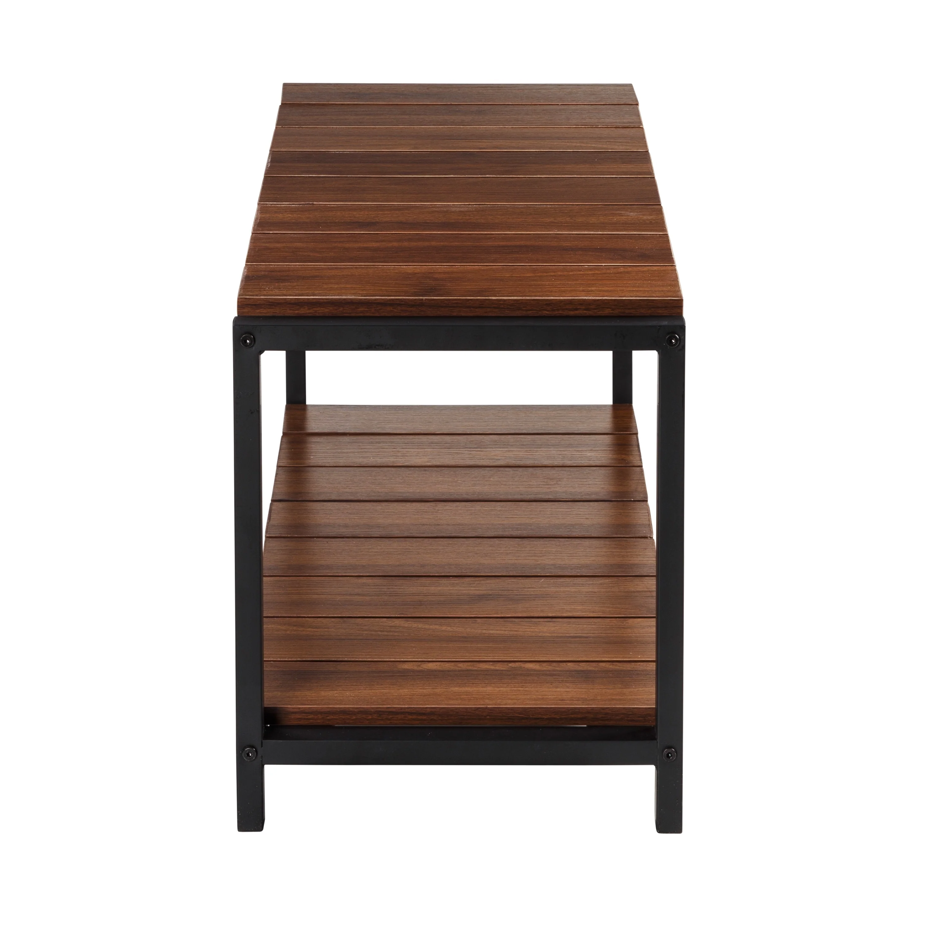 Honey-Can-Do Walnut/Black 2-Tier Entryway Shoe Bench
