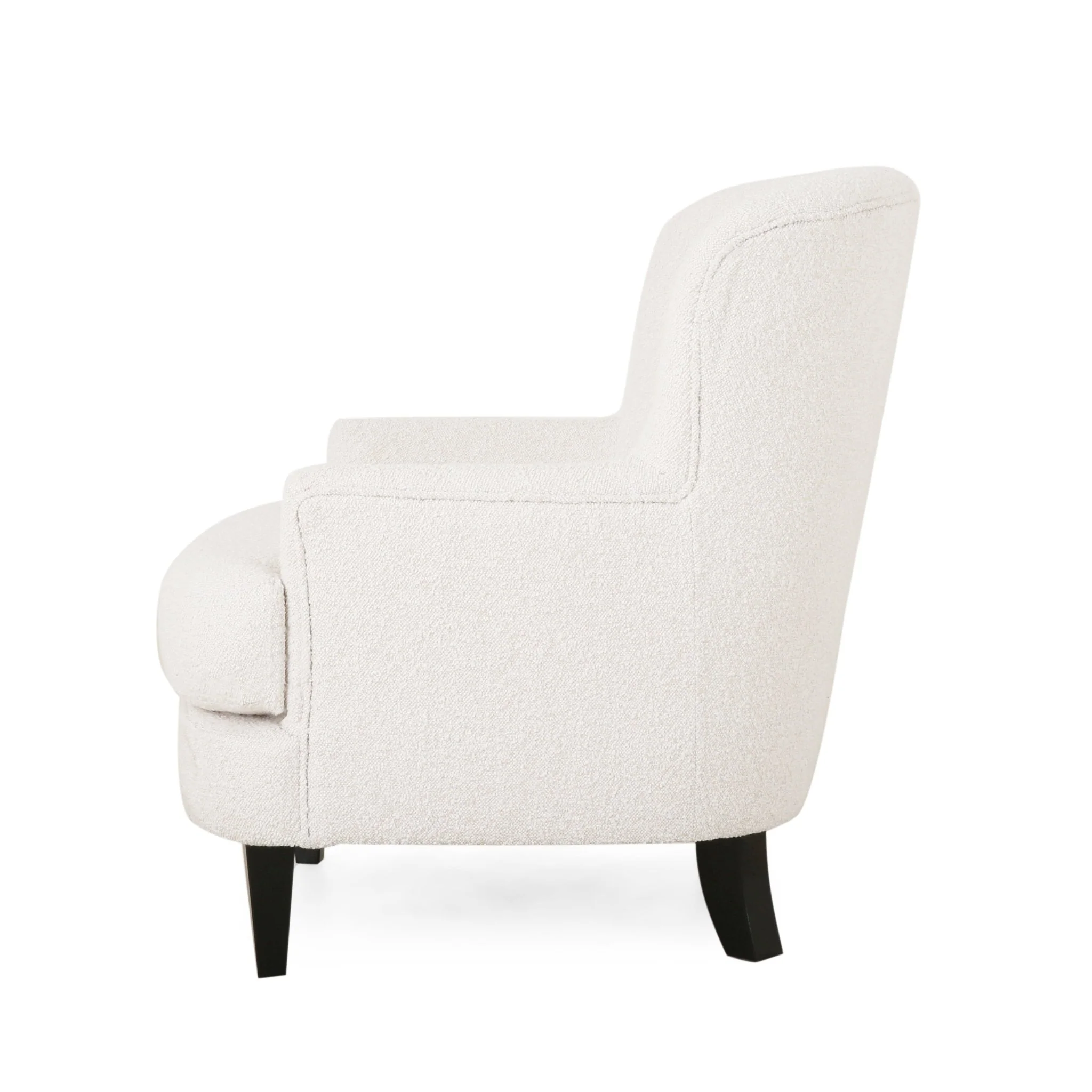 Melodique Boucle Fabric Upholstered Club Chair with Tapered Legs