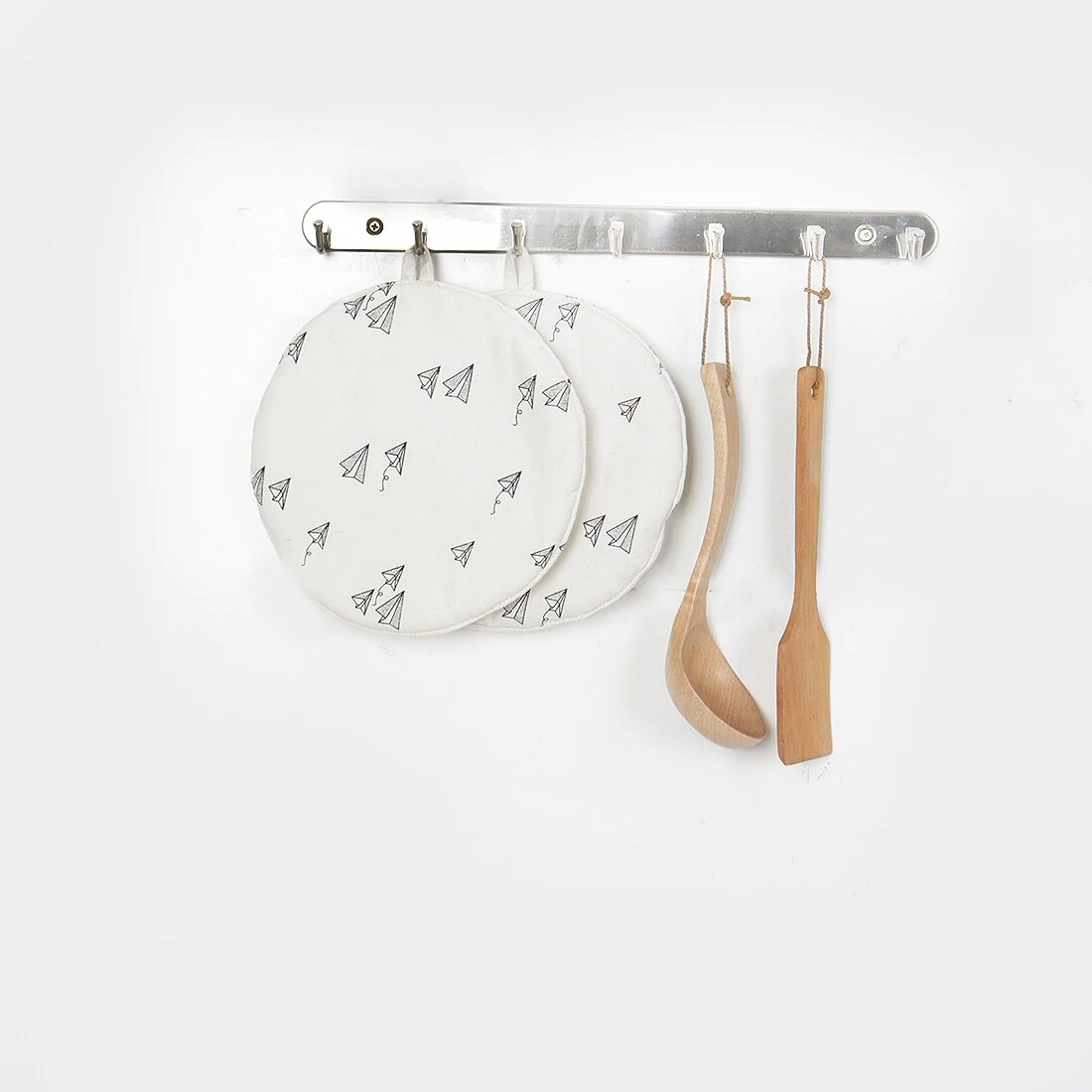 7 Hooks Stainless Steel Door Wall Mounted Clothes Bags Coat Hook Rack - Silver Tone