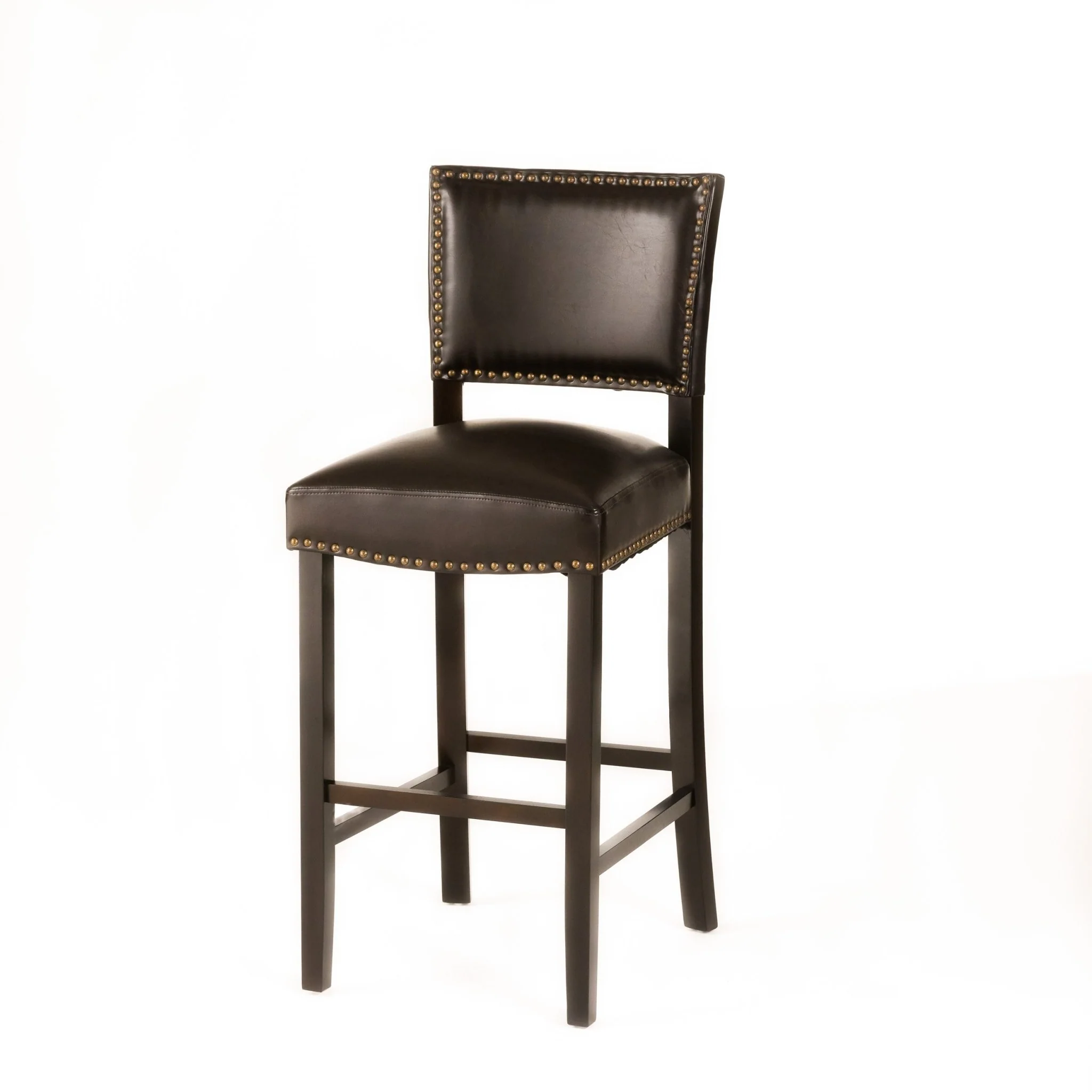 Upholstered Barstool with Open Back and Nail Head Trim
