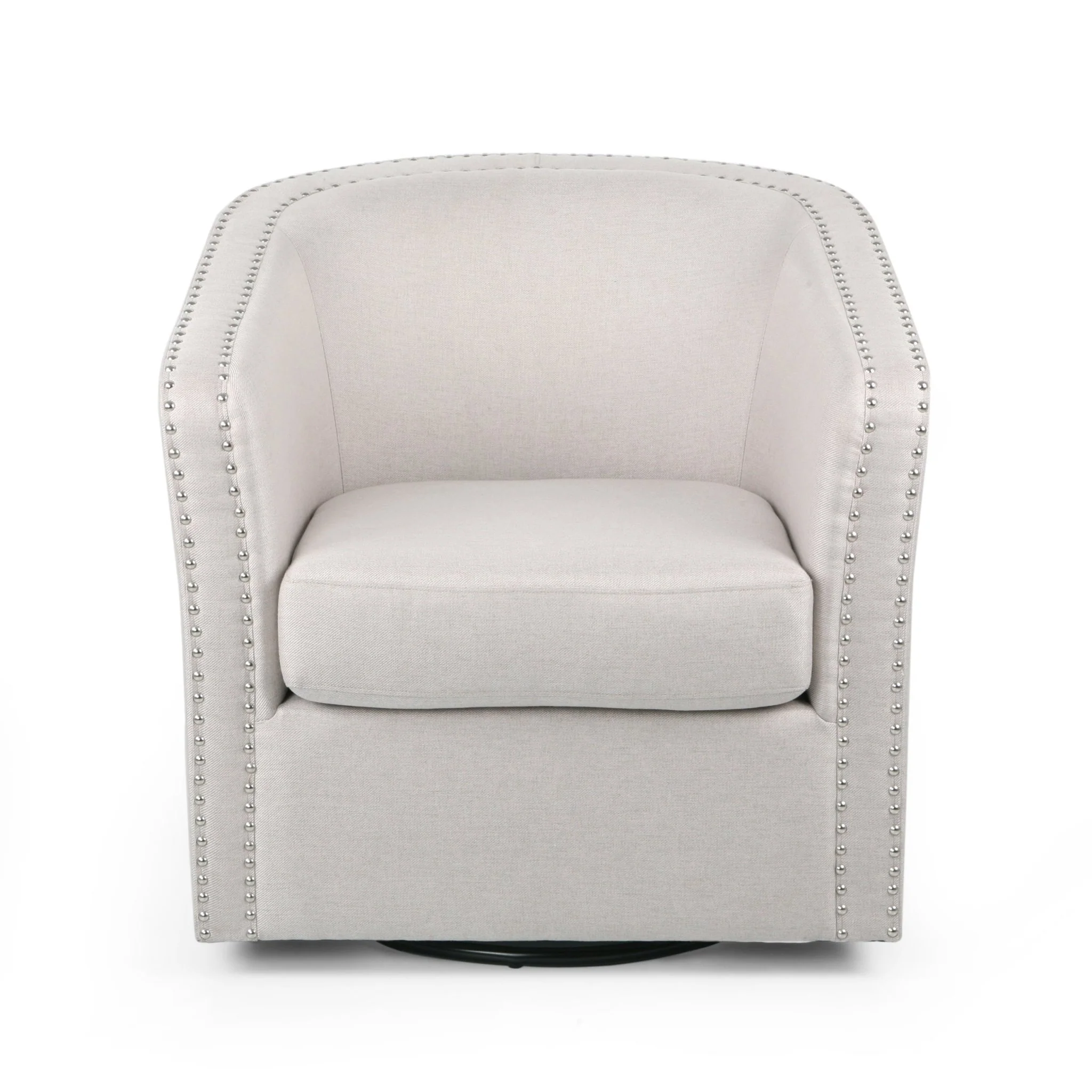 Riverbed Upholstered Swivel Chair with Nailhead Trim and Sloped Arms