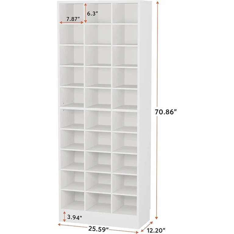30 Pairs Tall Shoe Cabinet, 10 Tiers White Wooden Shoe Storage Rack for Closet, Entryway - 10-tier