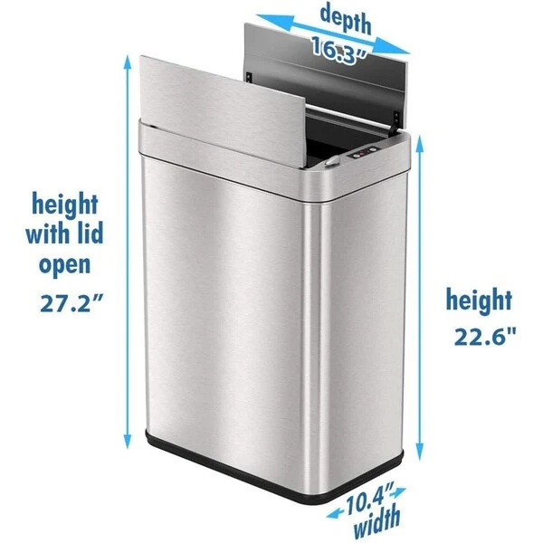 iTouchless 13 Gal Wings Lid Sensor Kitchen Trash Can