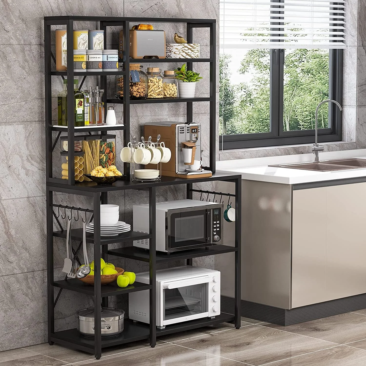Kitchen Baker's Rack, Free Standing 5-Tier, 6-Tier Kitchen Utility Storage Shelf Rack