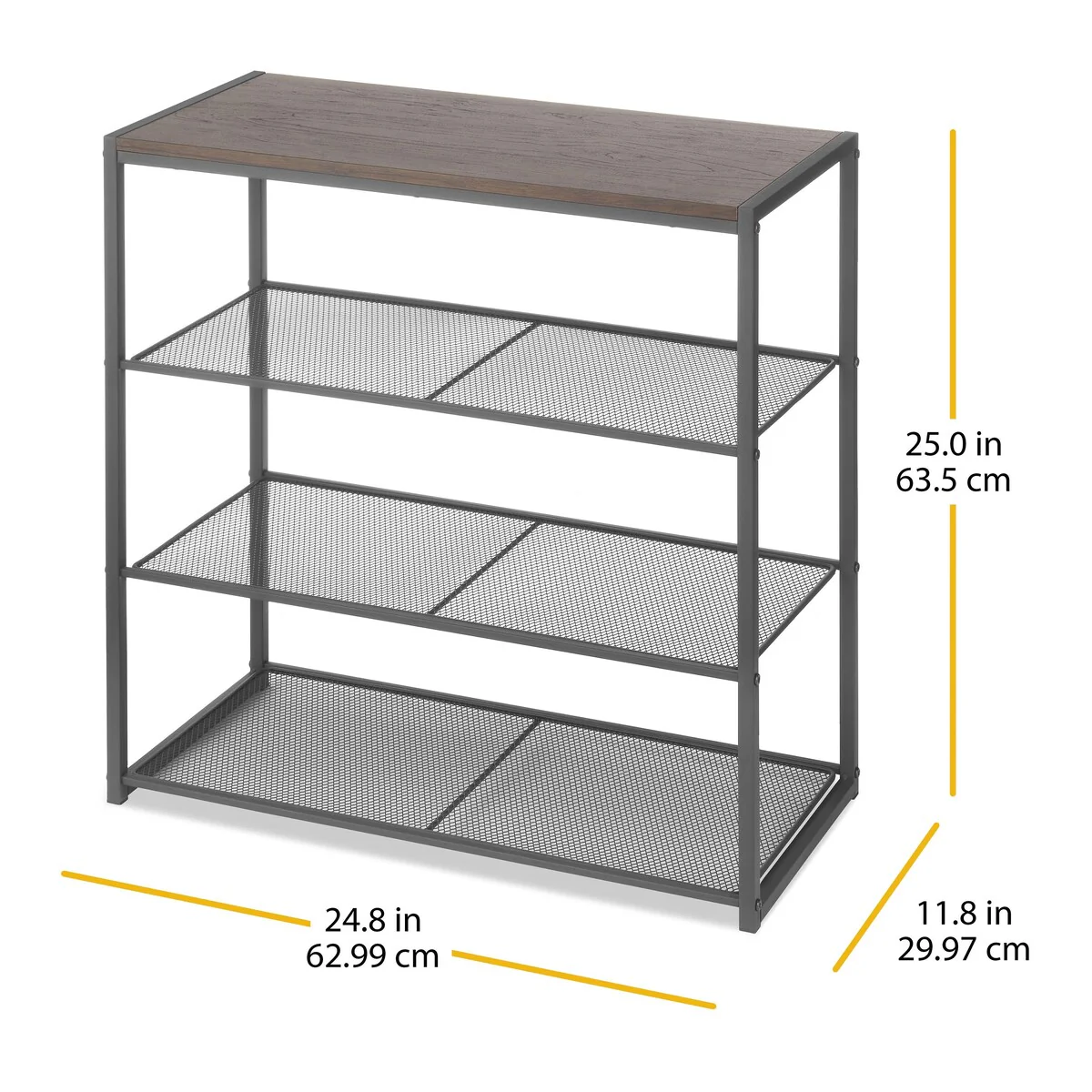 Whitmor 4-Tier Wood & Metal Mesh Shelf
