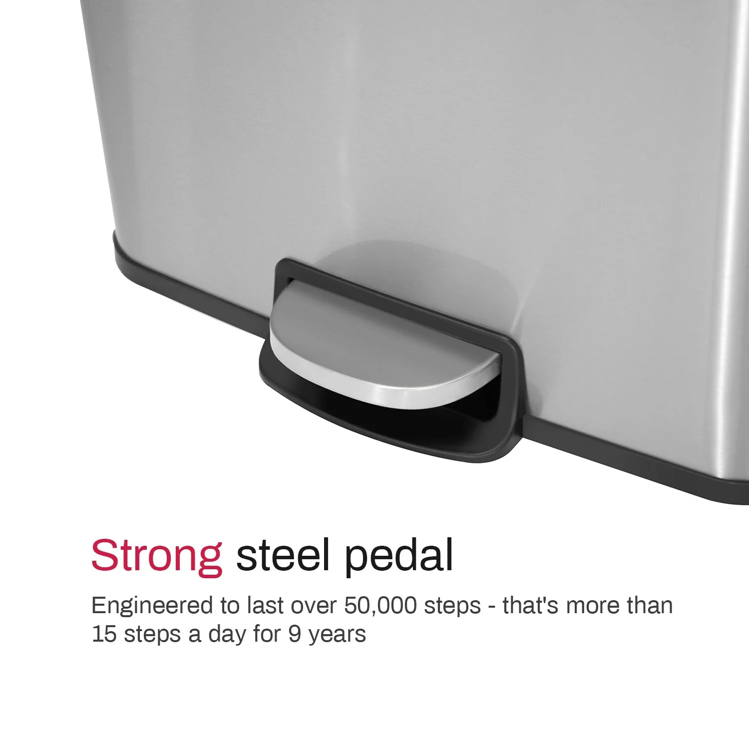 Innovaze 13 Gal./50 Liter Rectangular Stainless Steel Step-on Trash Can for Kitchen