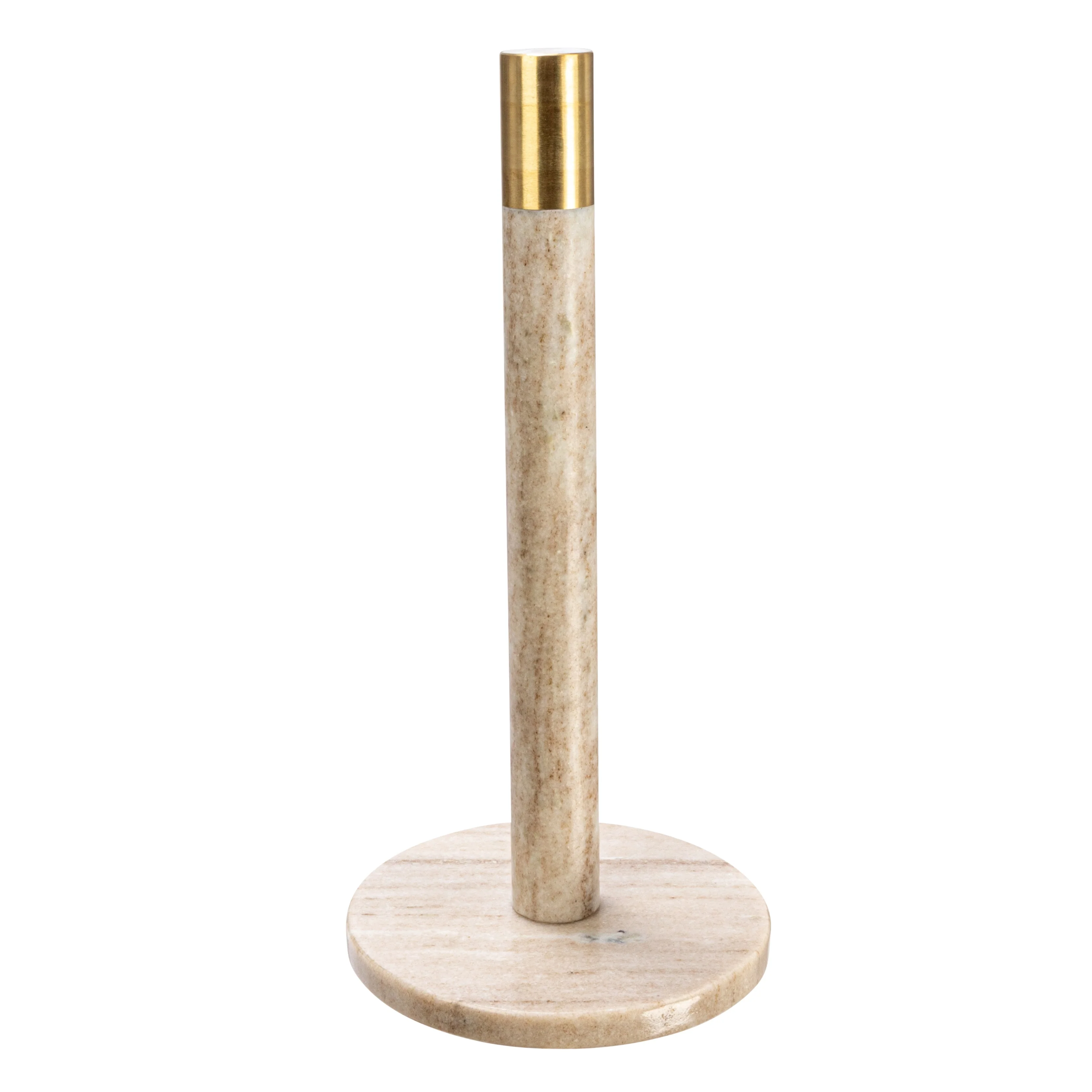 Marble Paper Towel Holder with Brass Accent Band