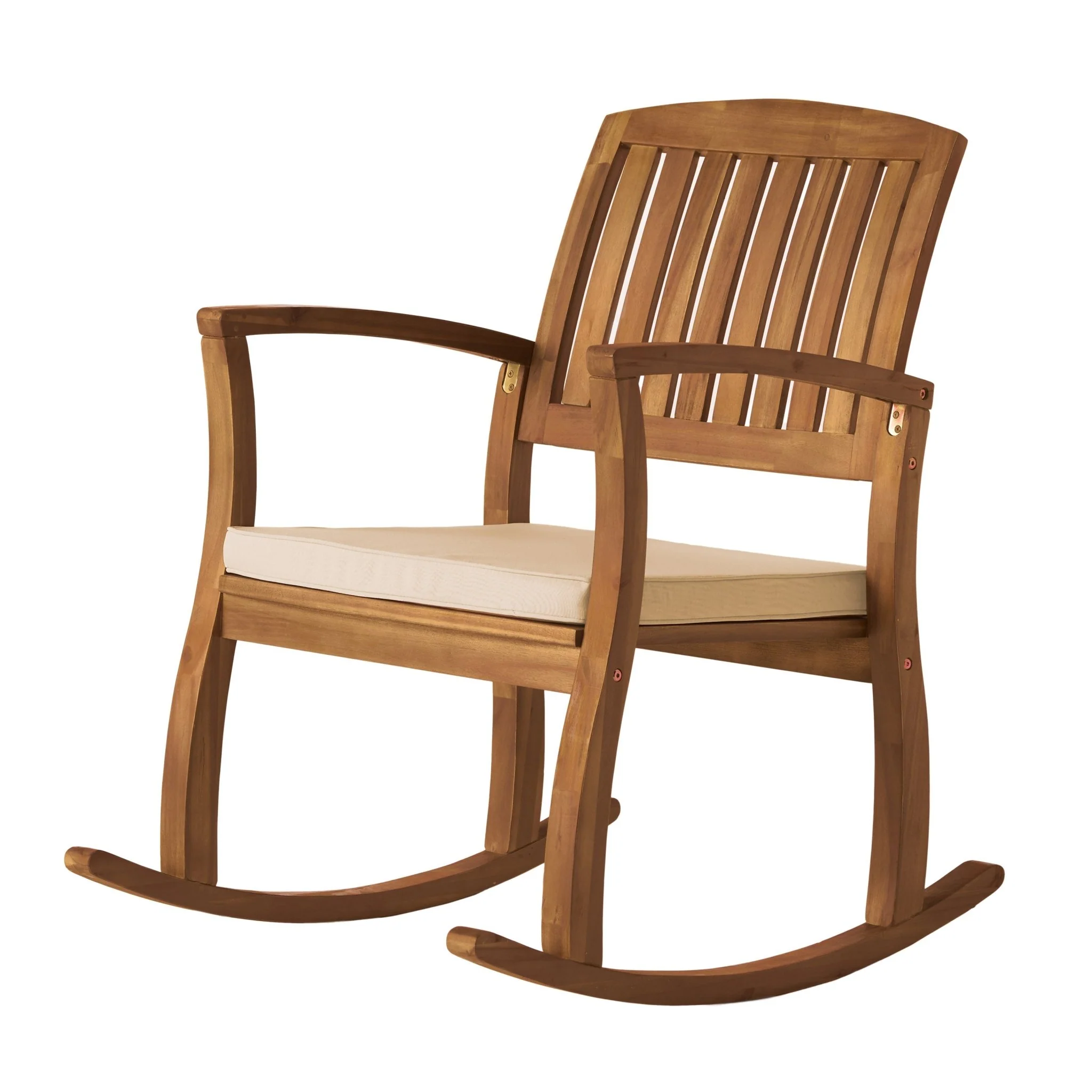 Acacia Wood Outdoor Rocking Chair with Slat Panel Design