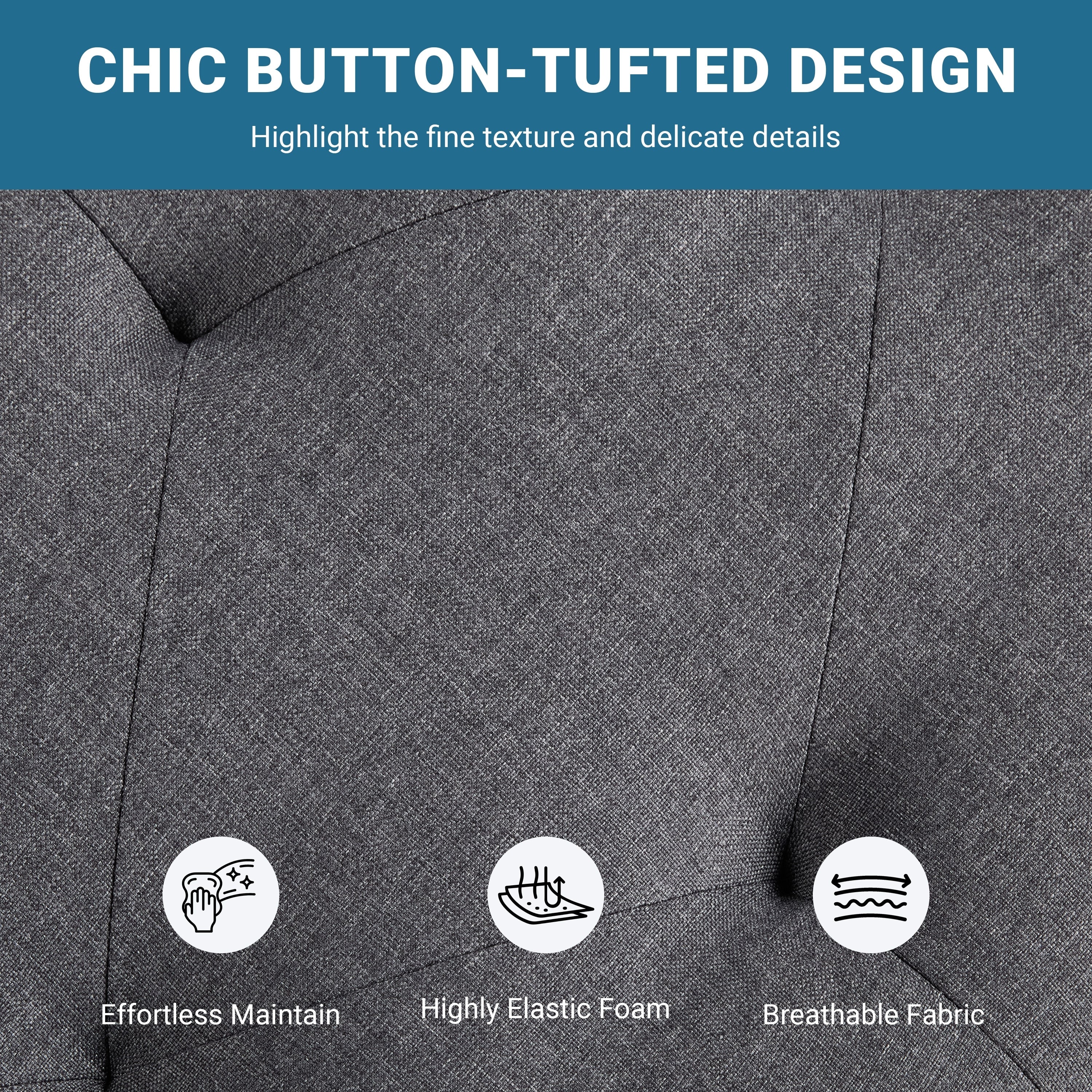 Yaheetech Modern Fabric Tufted Storage Bench with Cushioned Ottoman