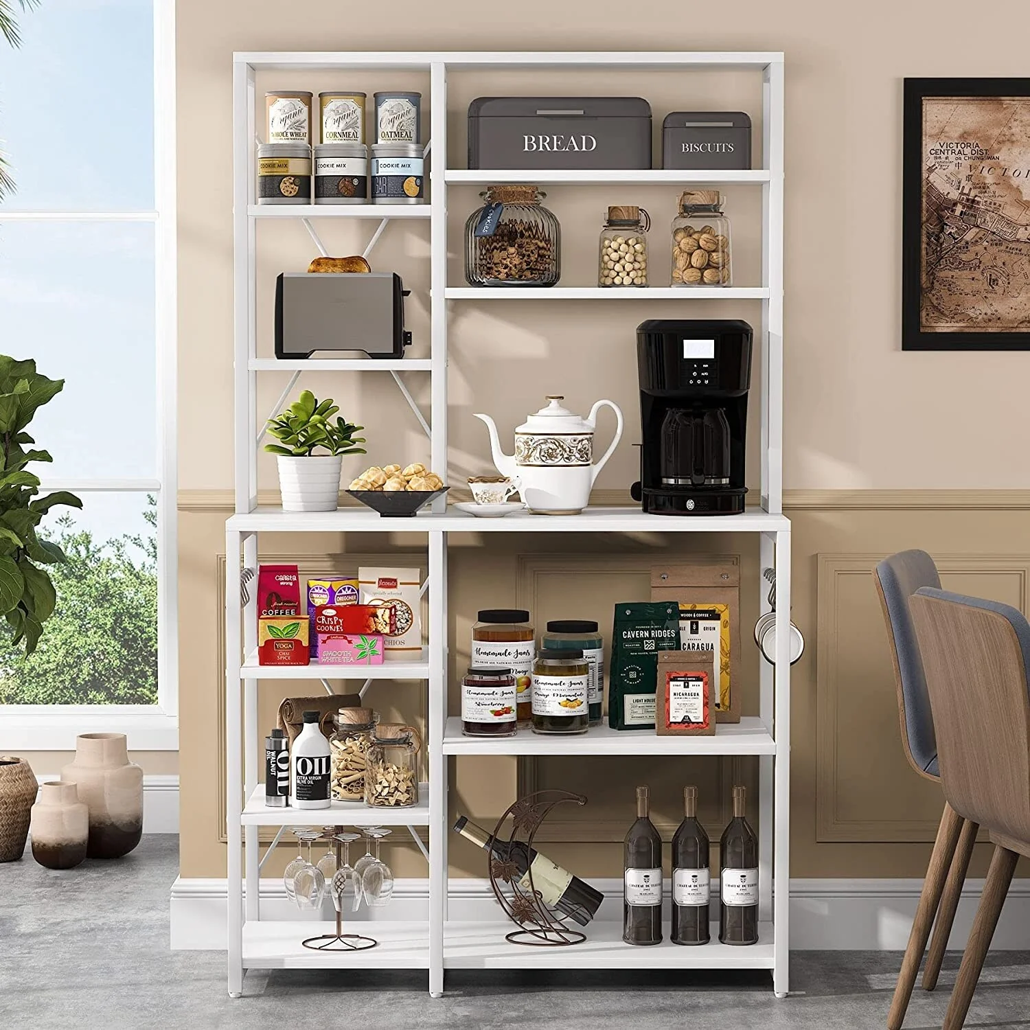 Kitchen Baker's Rack, Free Standing 5-Tier, 6-Tier Kitchen Utility Storage Shelf Rack