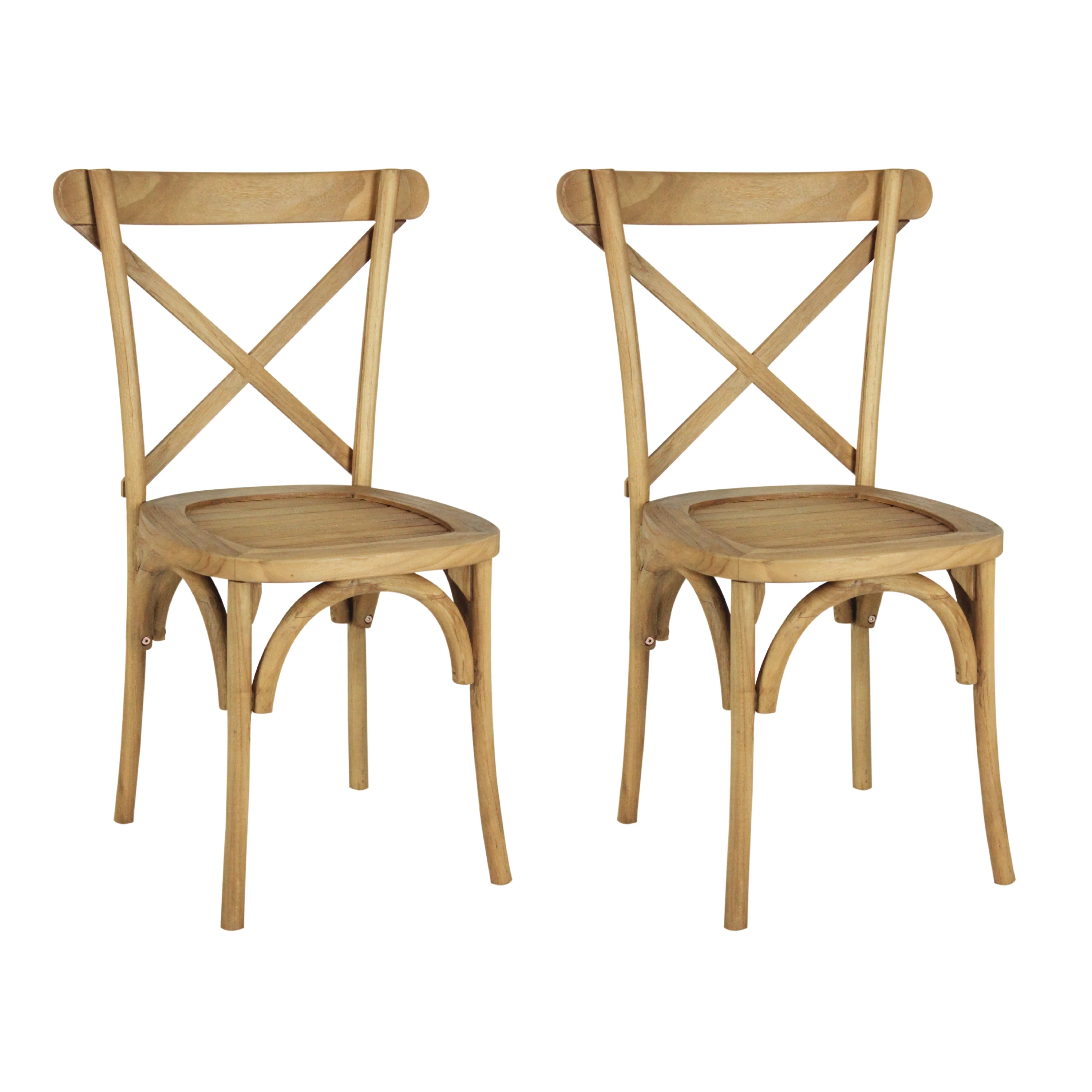 Annecy X-Back Wood Outdoor Dining Chair, Set of 2
