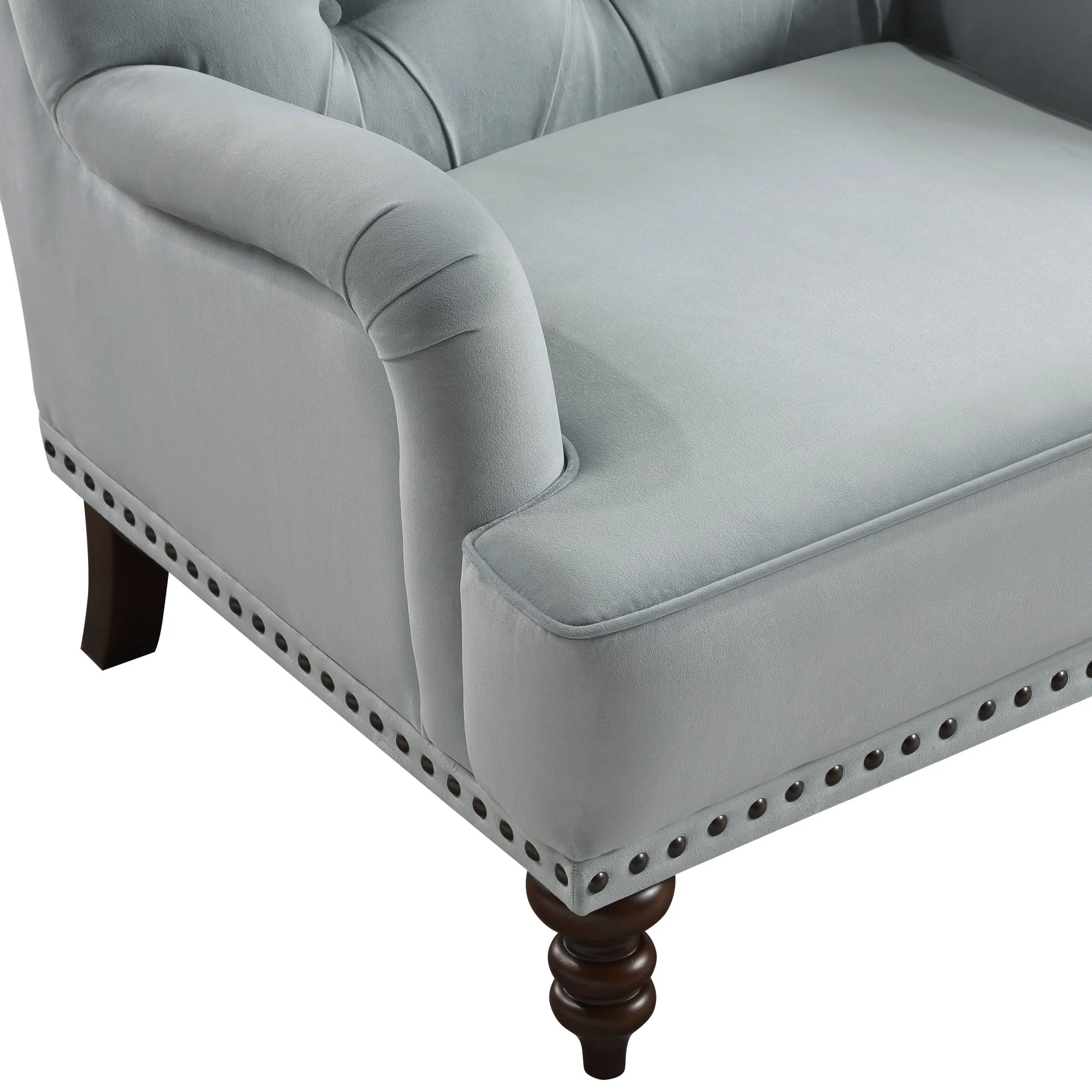 Luxurious Accent Chair with Upholstered Tufted and Nailhead Trim