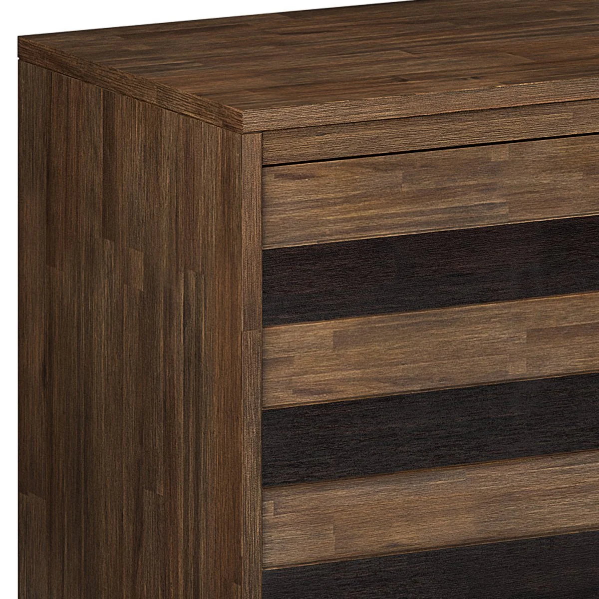 2-Door Sideboard with 3 Drawers and Adjustable Shelves, Rustic Natural Aged Brown