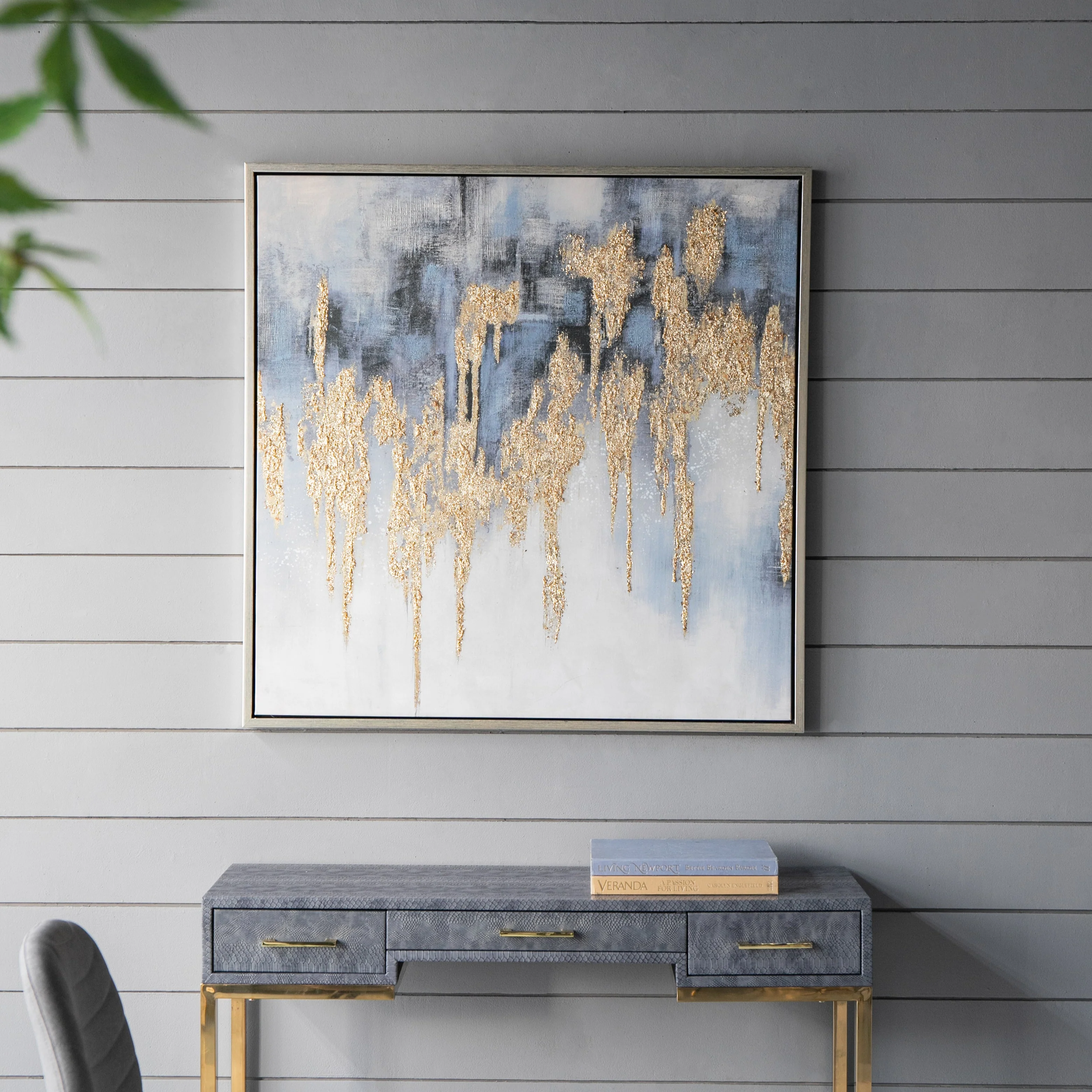 39.5 x 39.5 Wall Art with Striking Gold Accents