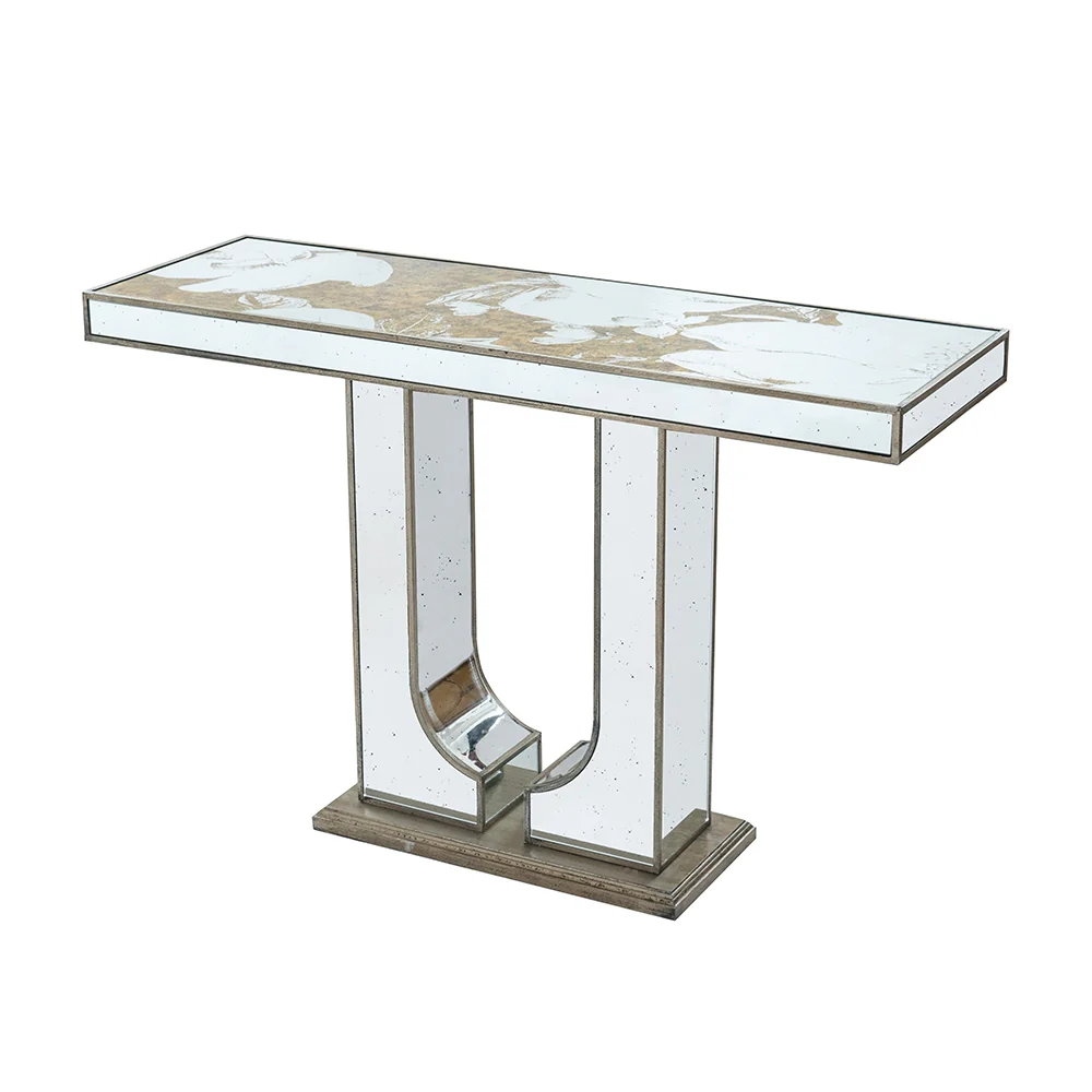 Aesthetic Rectangular Console Table with Floral Design