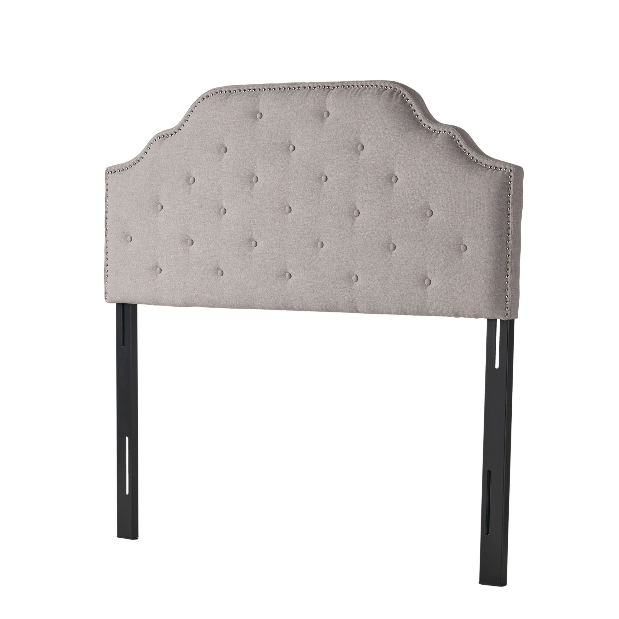 Upholstered Headboard with Diamond Tufted and Nail Head Trim, Queen and Full Size