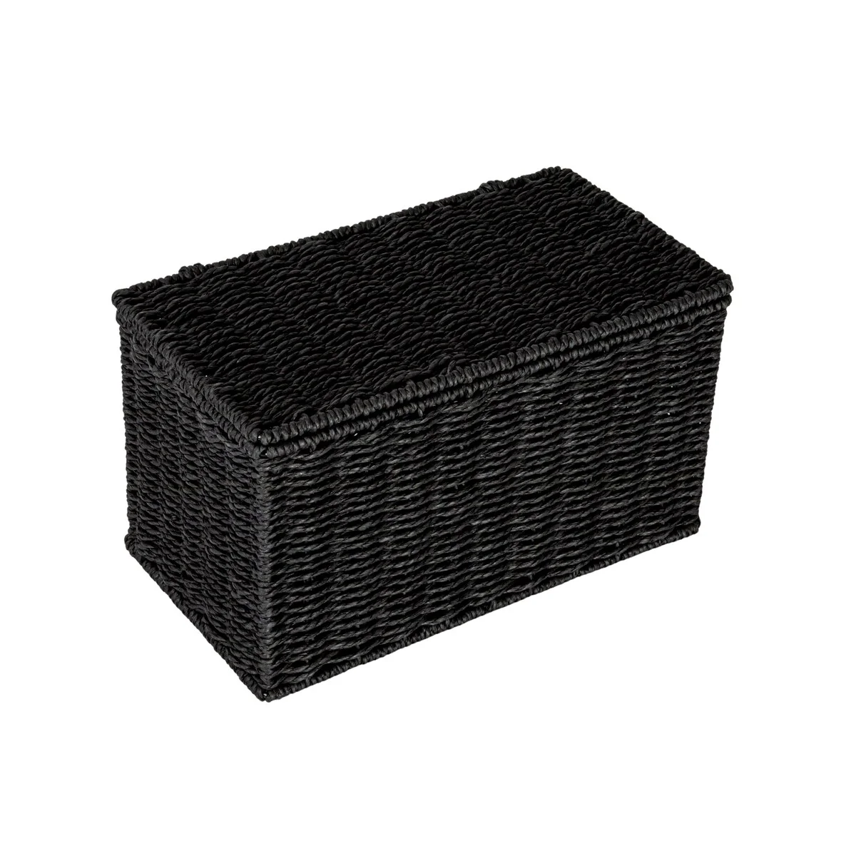 Household Essentials Handwoven Paper Rope Wicker Basket with Lid - 11.8
