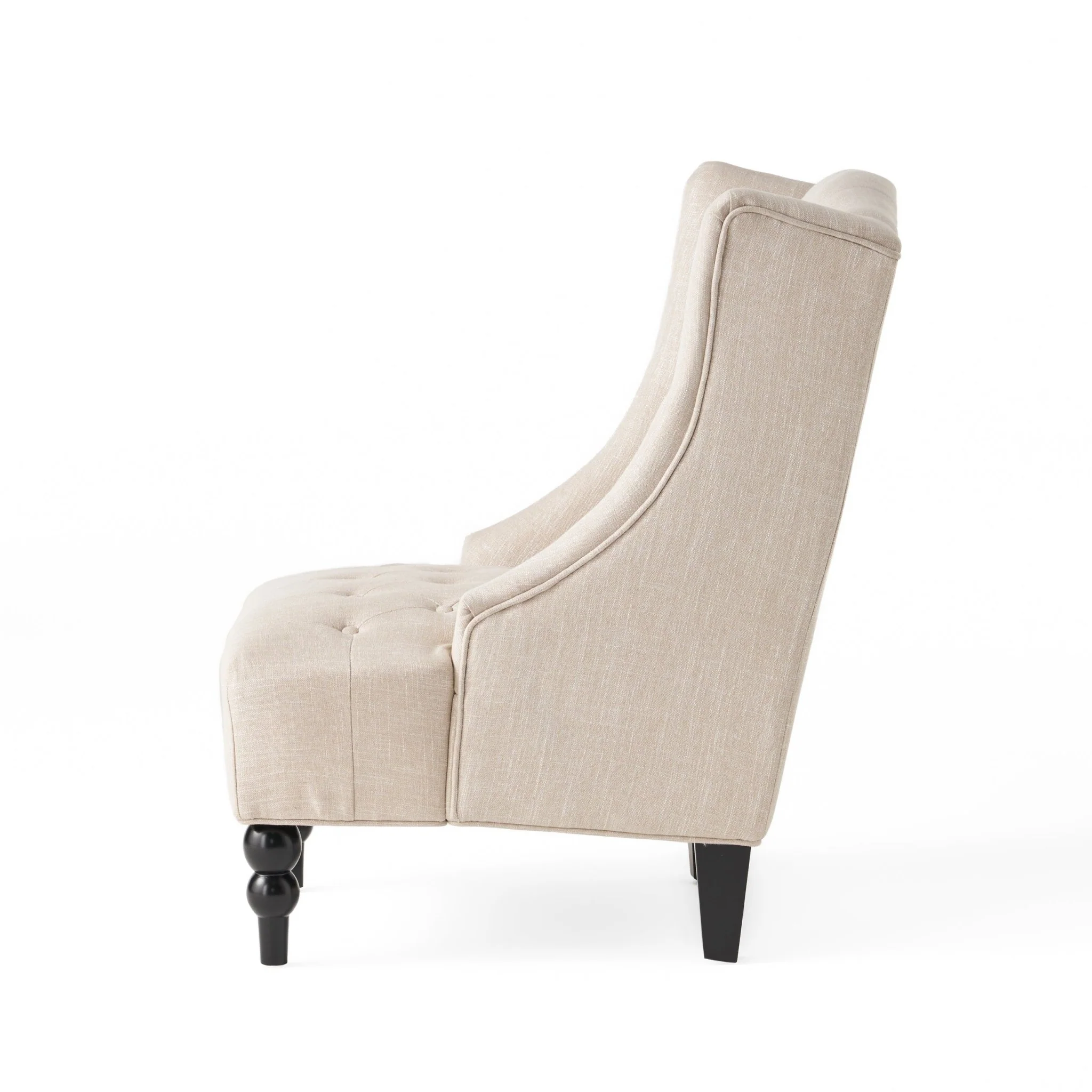 Upholstered Accent Chair with Diamond Tufted Wing Back