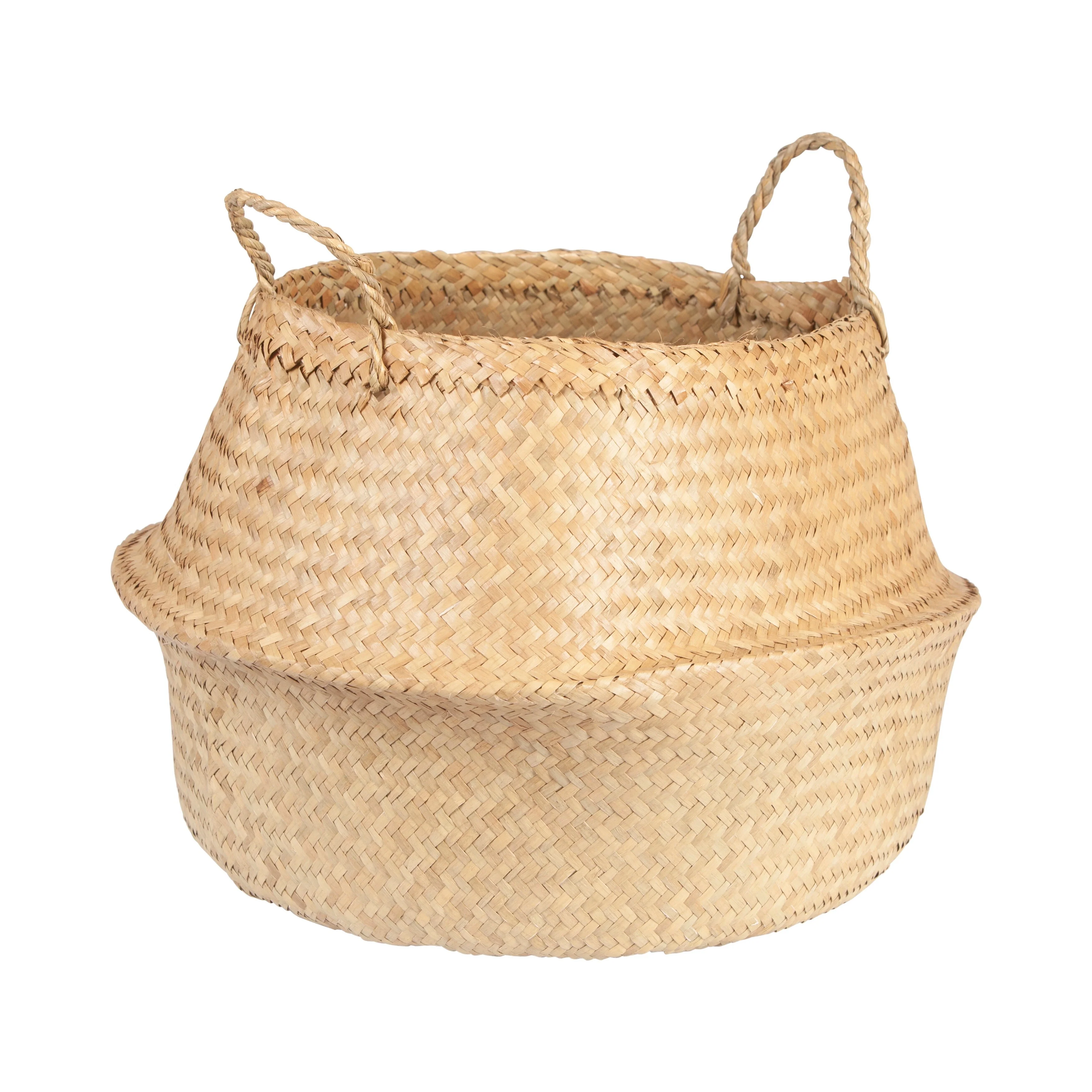 Handwoven Seagrass Basket Storage with Handles