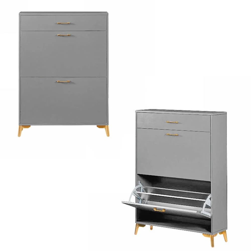 Freestanding Shoe Cabinet for Entryway, with 2 Flip Doors and Drawer - 32'W x 10''D x 43''H