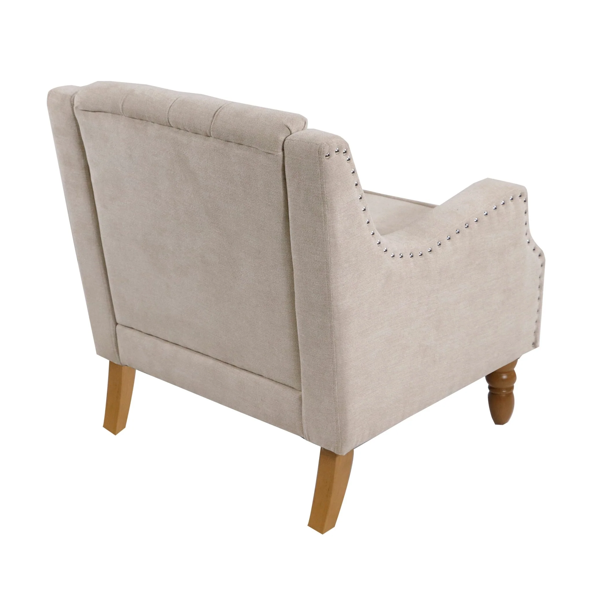 Caryl Button Tufted Upholstered Accent Chair with Recessed Arms and Nailhead Trim