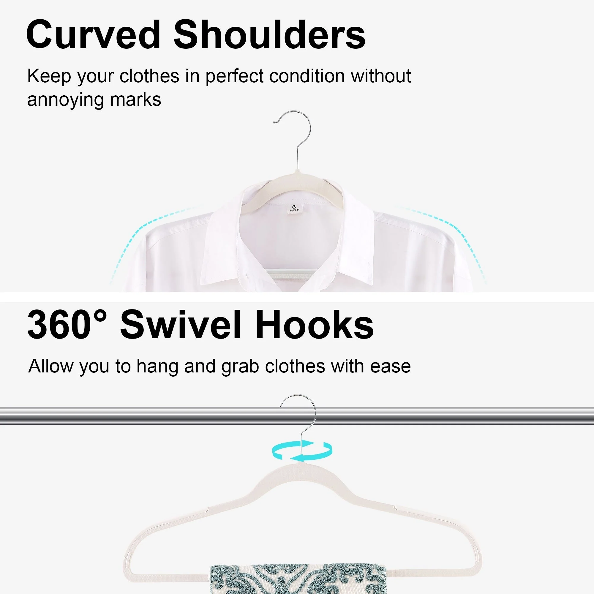 Clothes Hangers Plastic Coat Hangers Non-Slip Space-Saving Swivel Hook