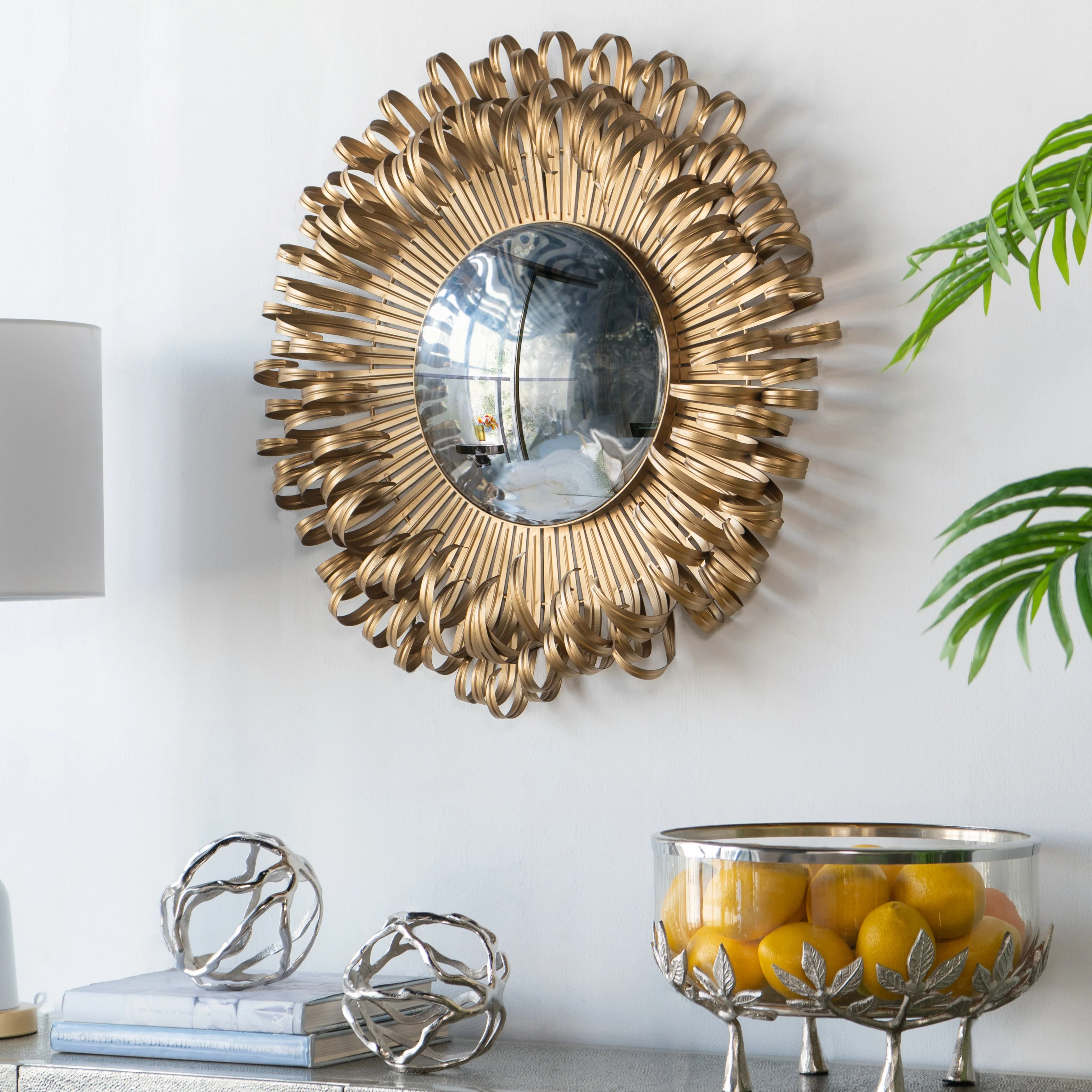 Wall Decor with Sunburst Design and Mirror