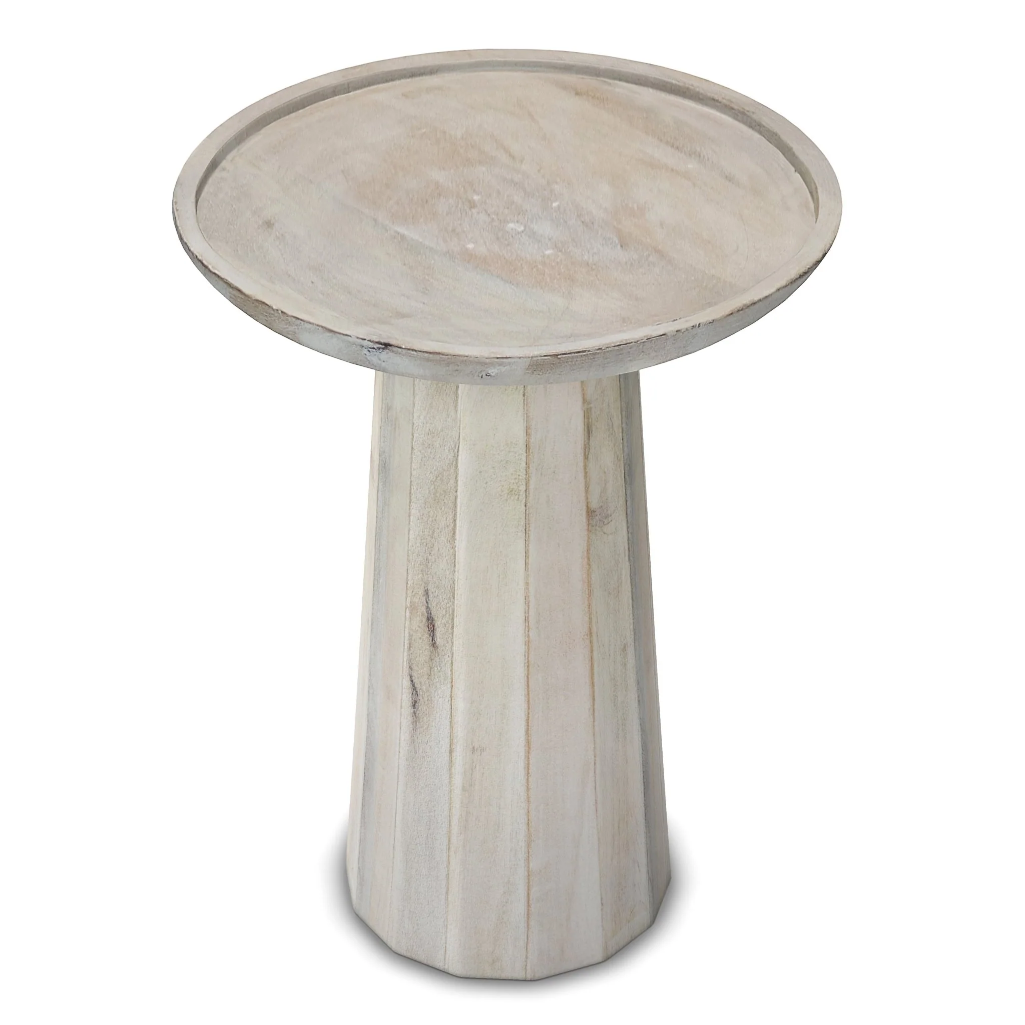 Pantomime Wooden Round Accent Table with Sculptural Design Base