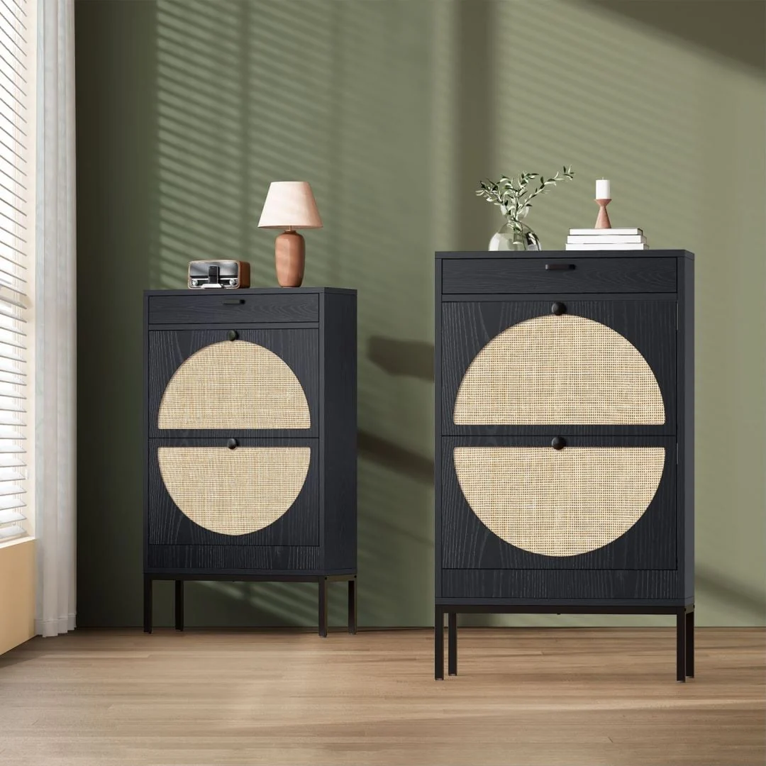 Boho Natural Rattan Shoe Storage Cabinet