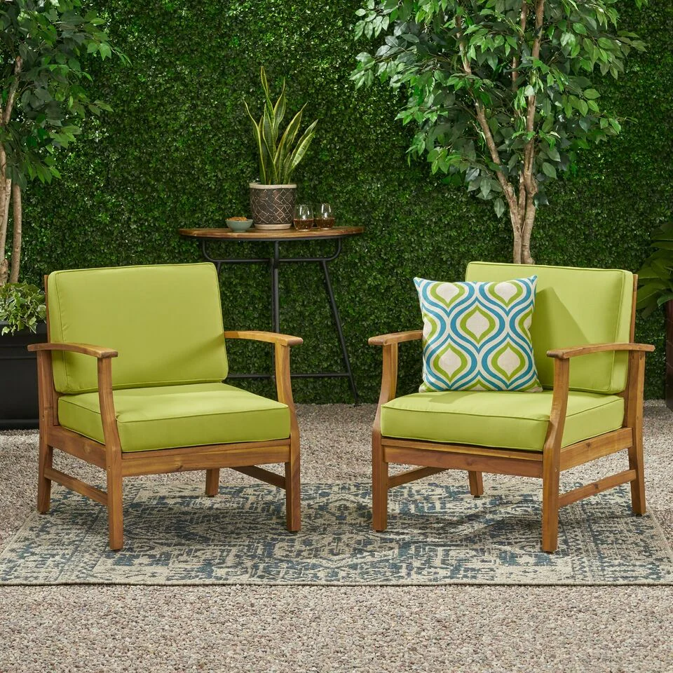 Perla Outdoor Club Chairs, Set of 2