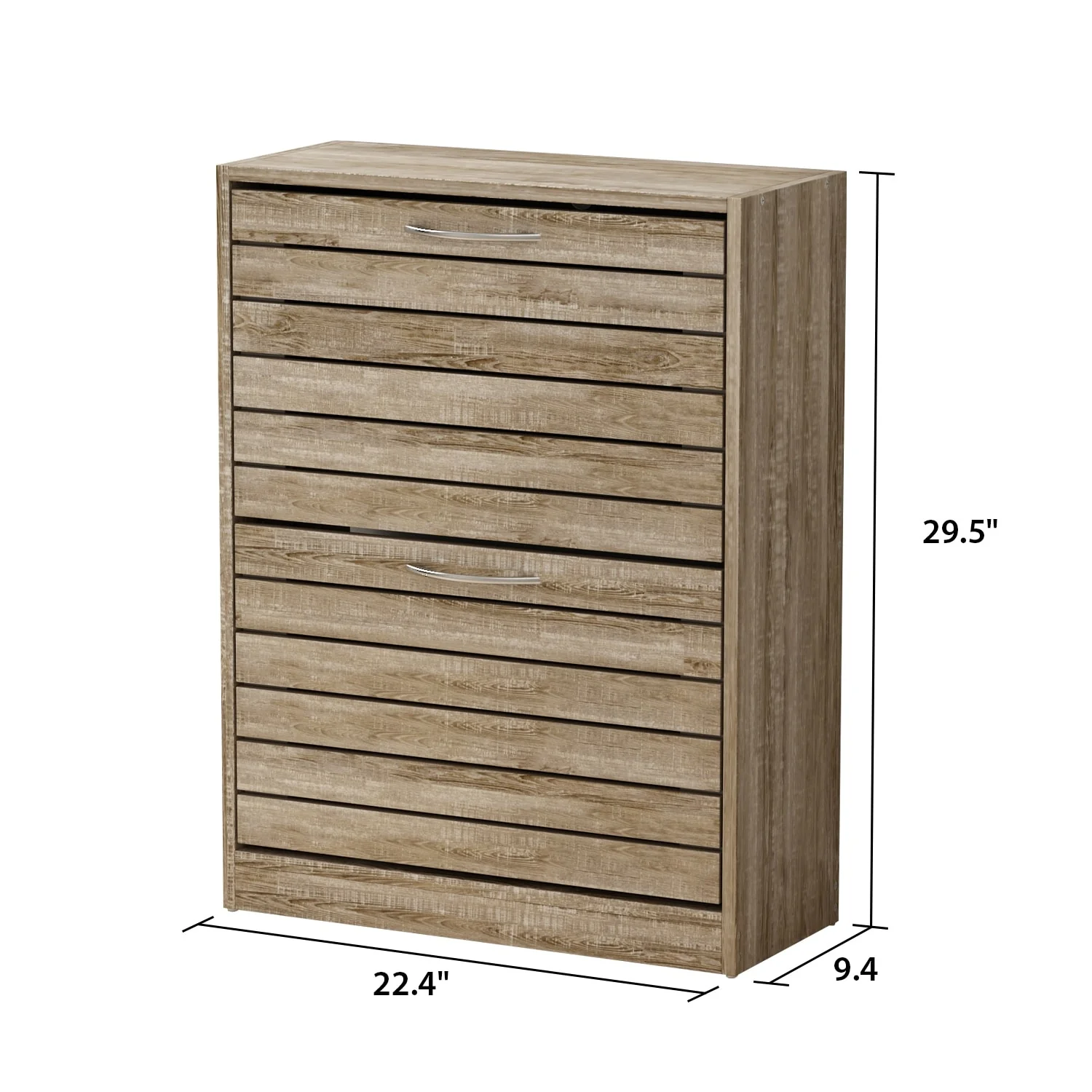 Shoe Storage Cabinet Two Drawer Space Saving Grey/Oak/White Dresser