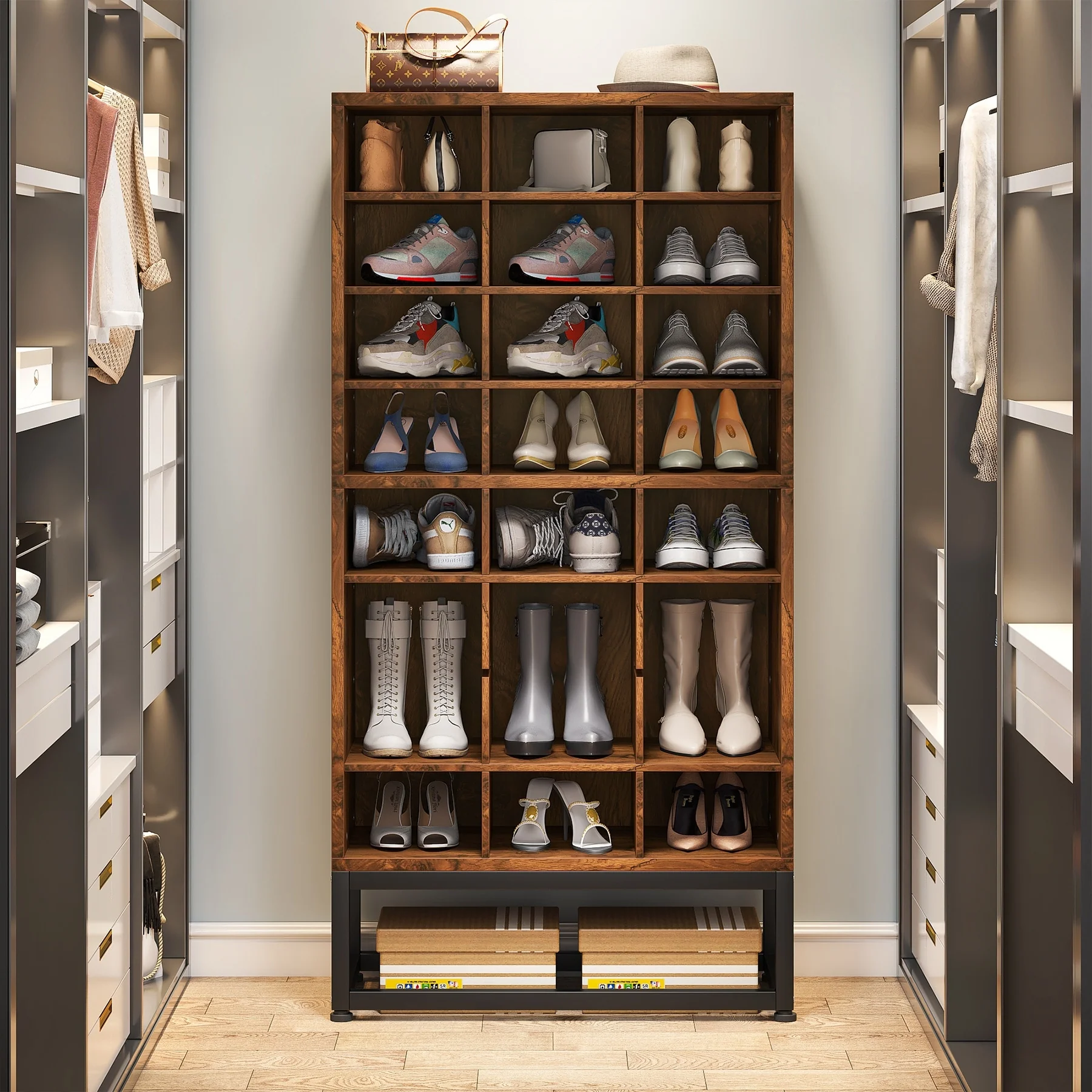 8-tier Shoe Storage Cabinet Organizer Rack with 24 Cubbies
